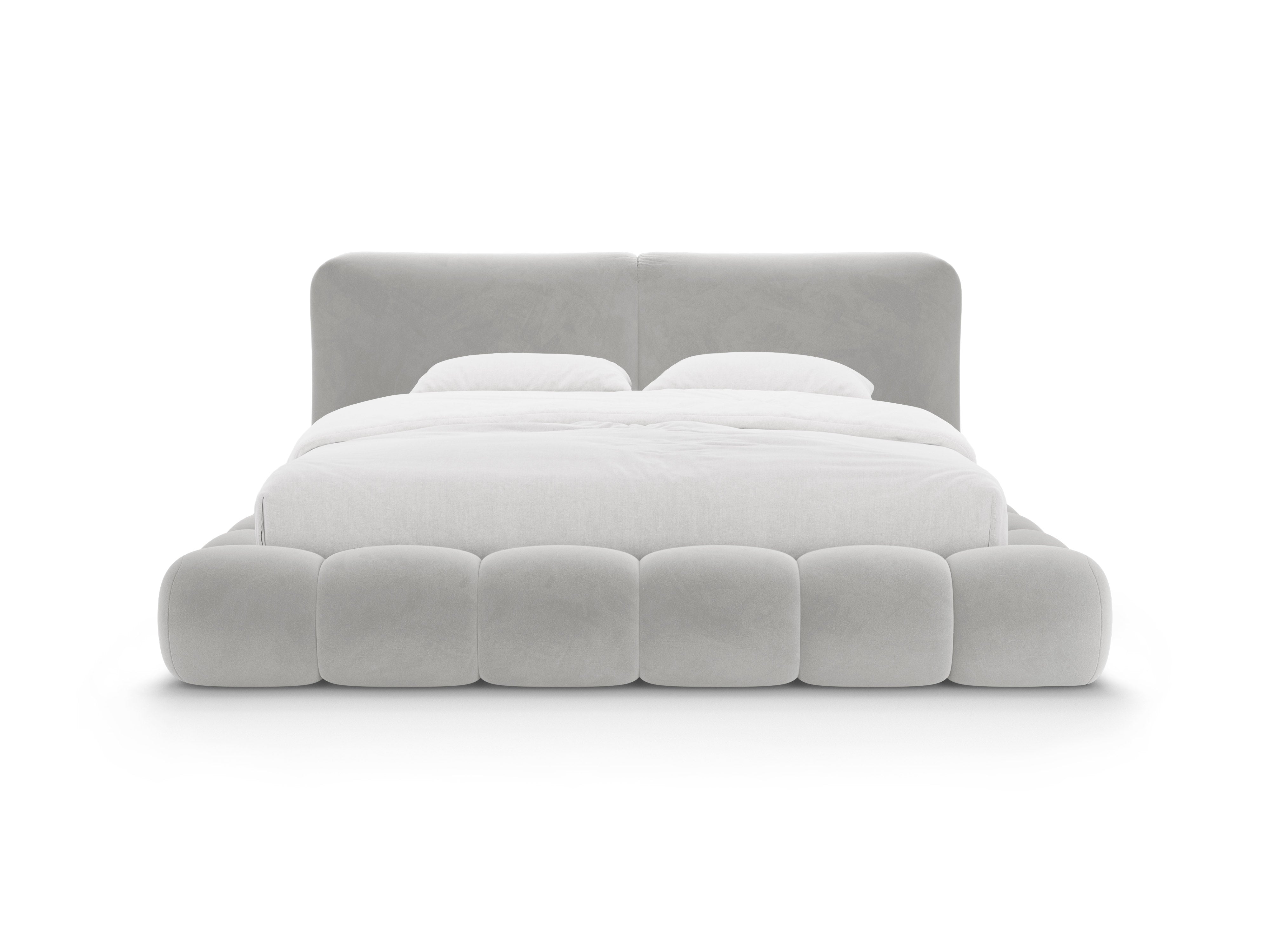 Velvet bed SOLANGE lichtgrijs