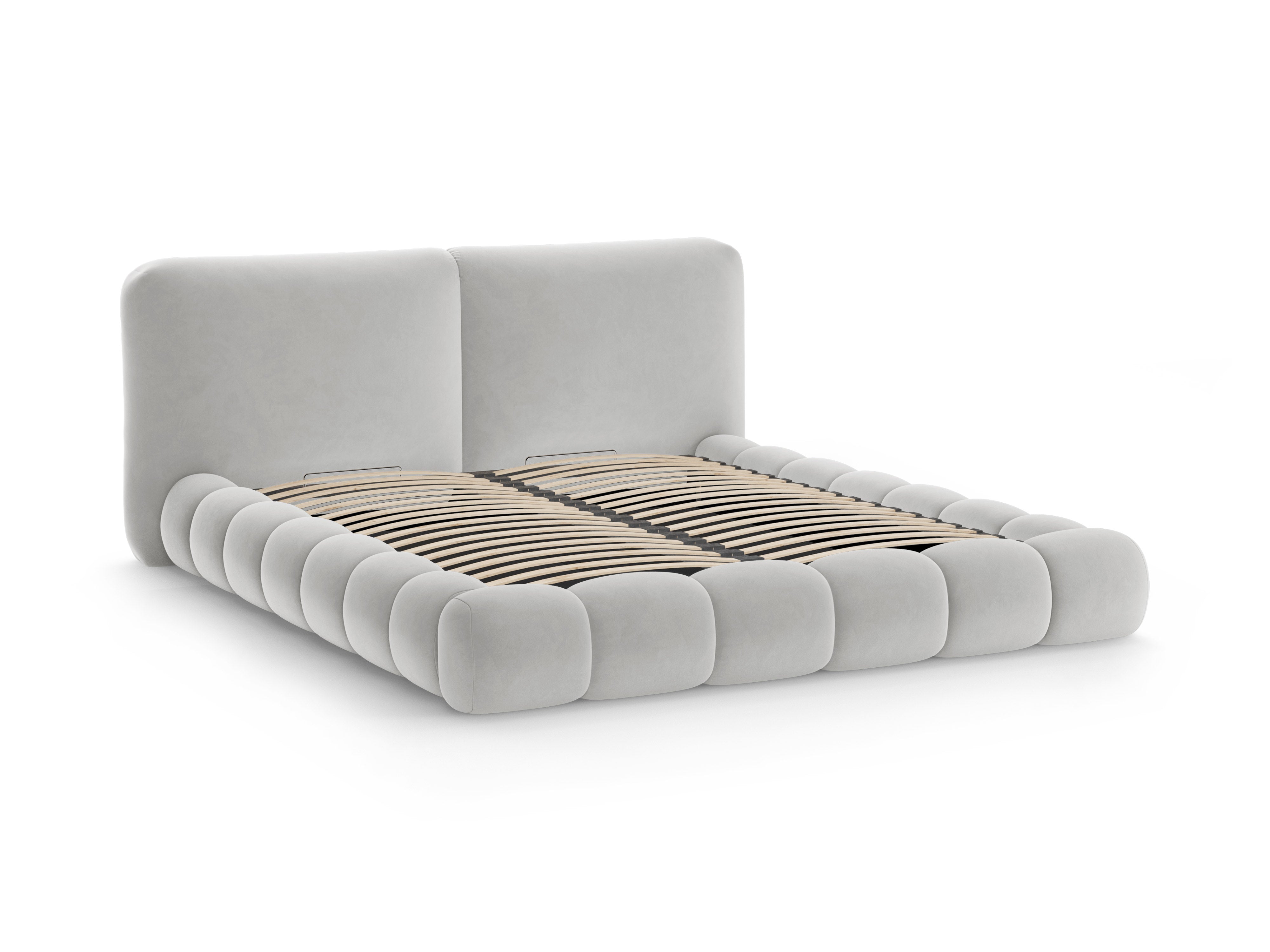 Velvet bed SOLANGE lichtgrijs