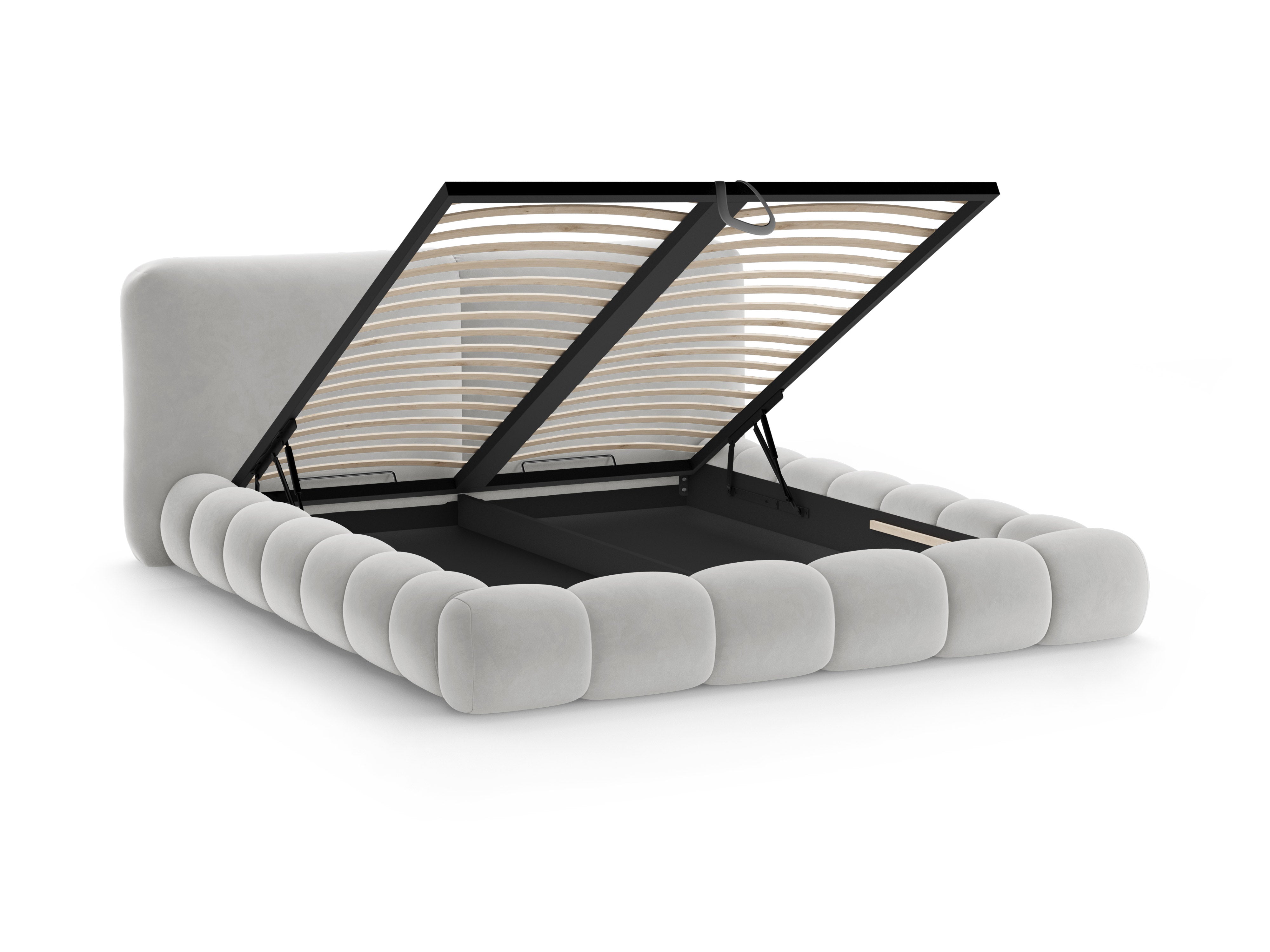 Velvet bed SOLANGE lichtgrijs
