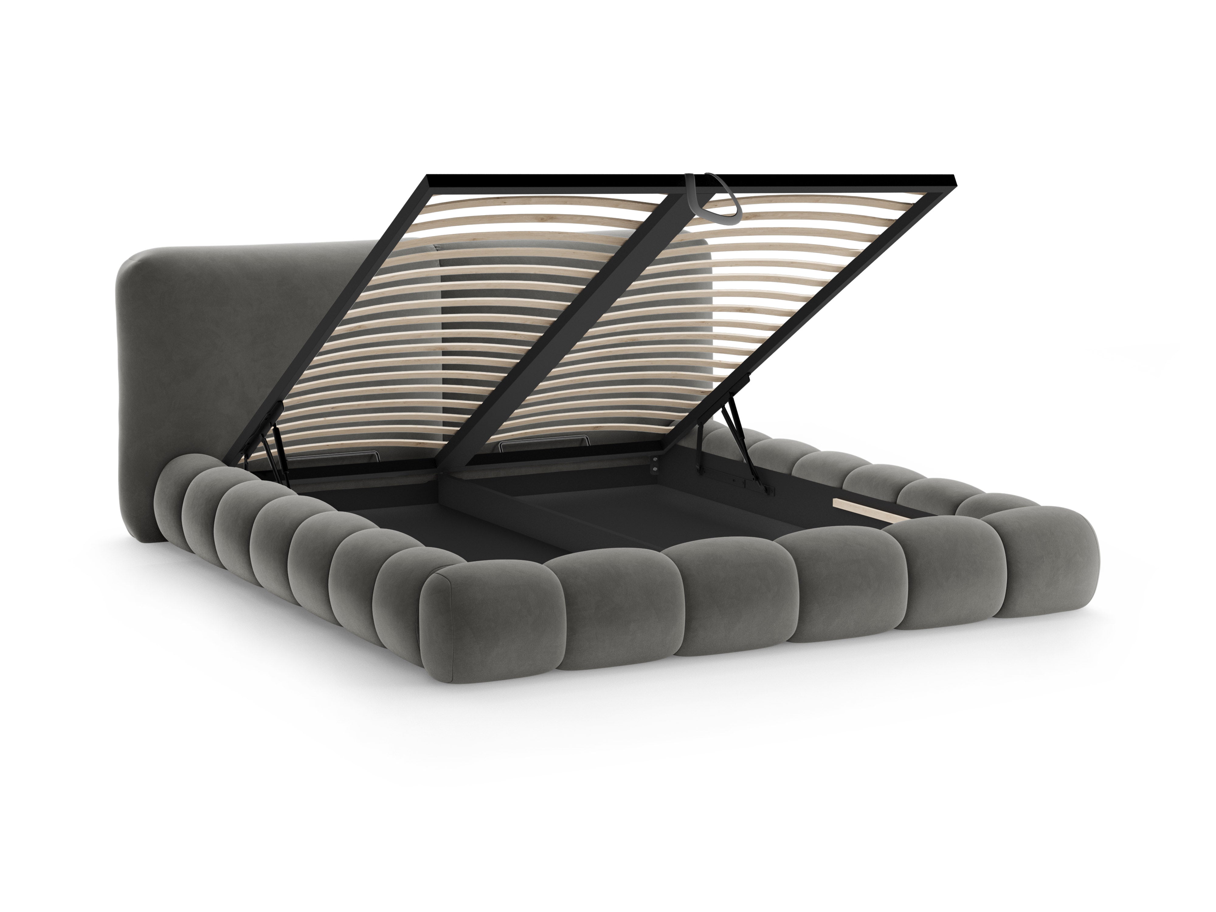 Velvet bed SOLANGE donkergrijs