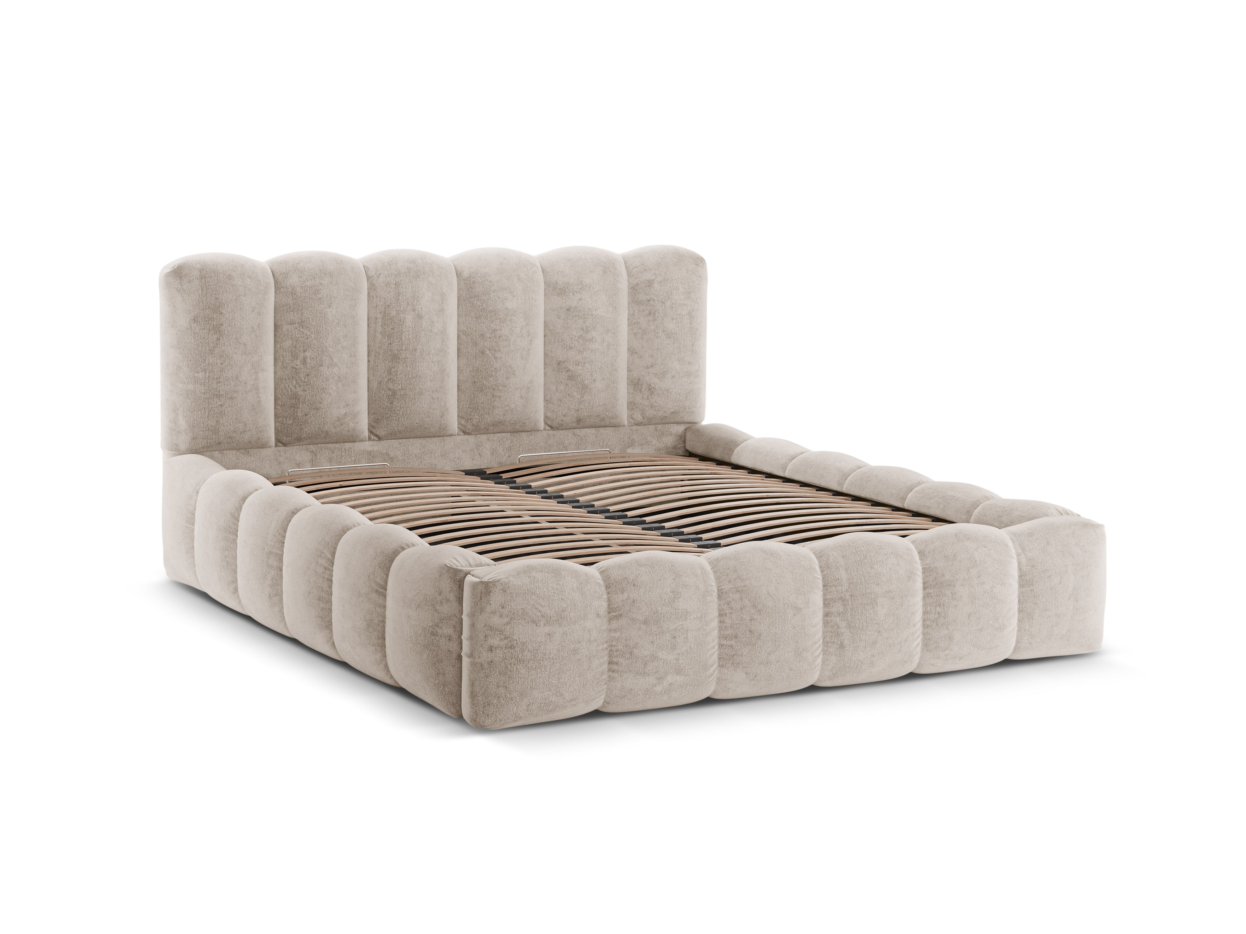 Bed met opbergruimte LUPINE beige chenille