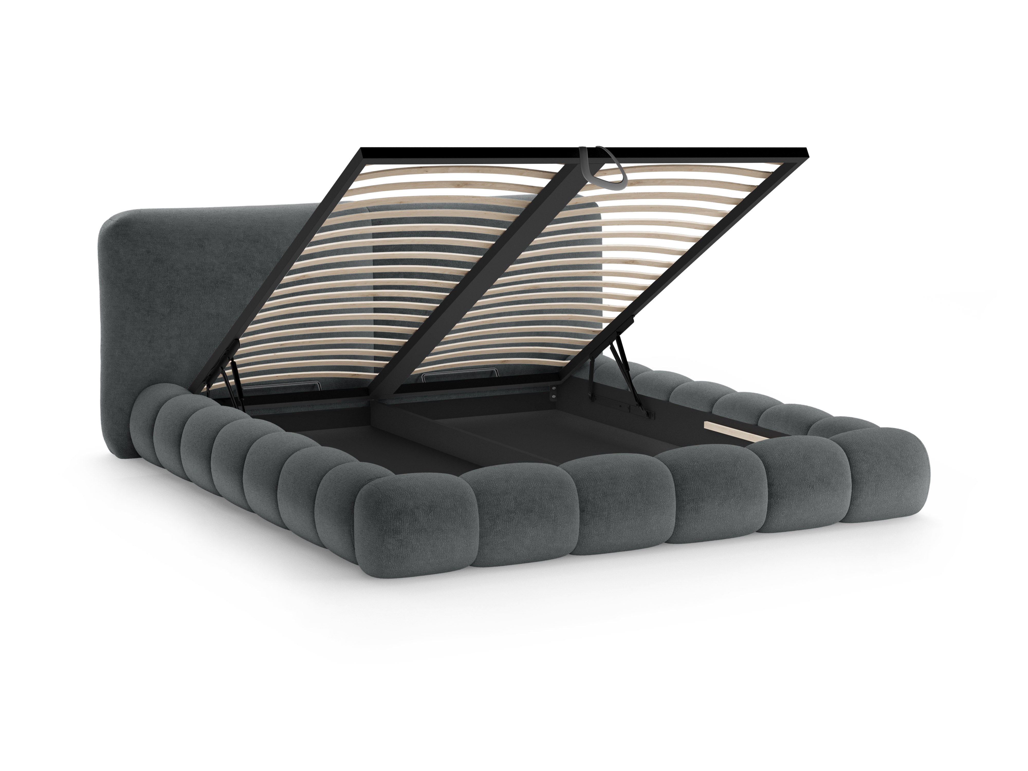 Bed SOLANGE donkergrijs chenille
