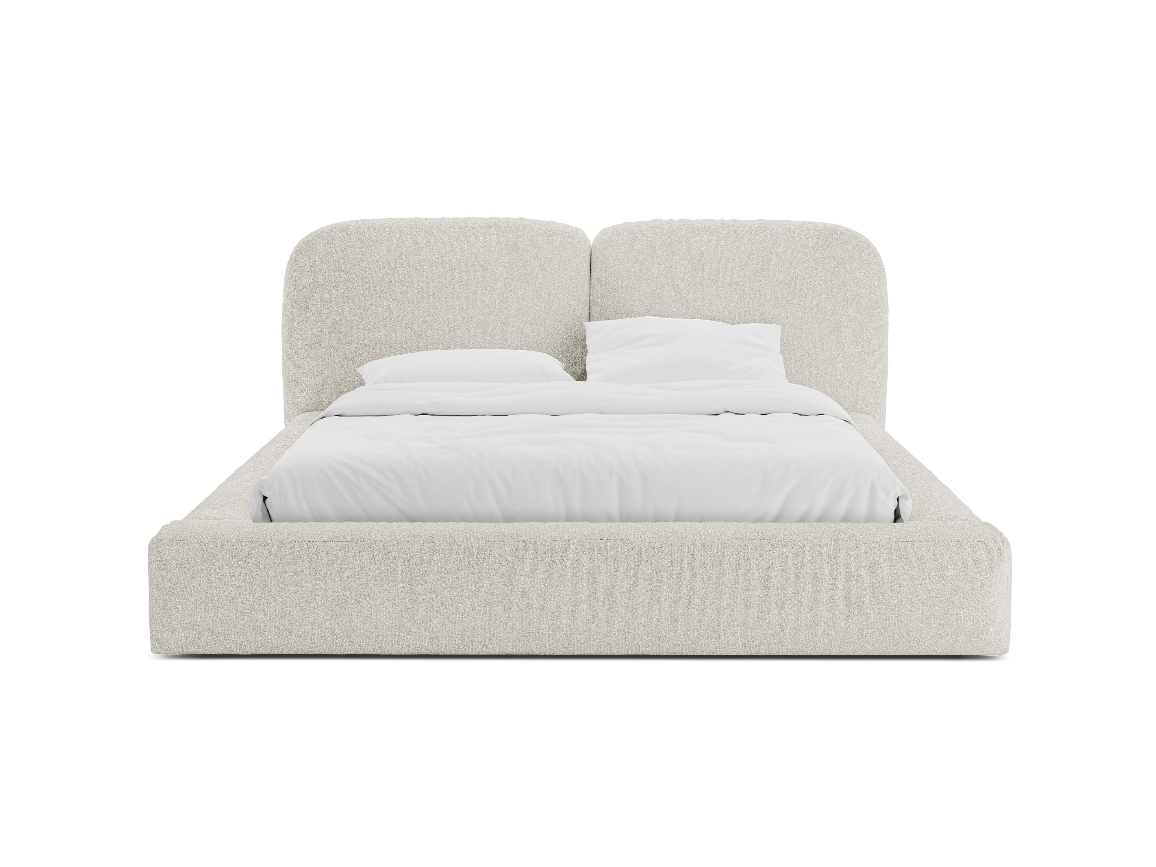 MARTINA Bed in Gray-Beige Mélange Boucle