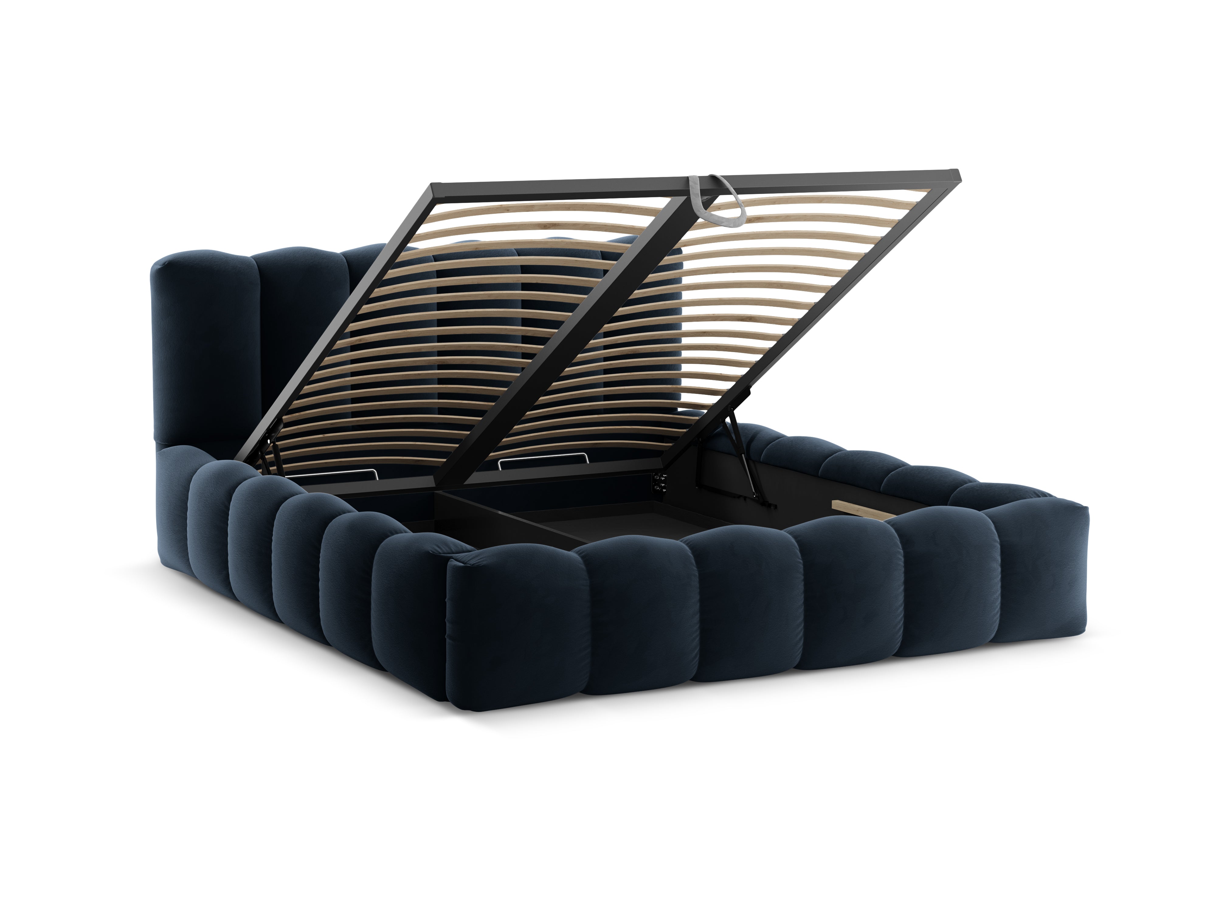 Fluwelen bed met opbergruimte LUPINE marineblauw