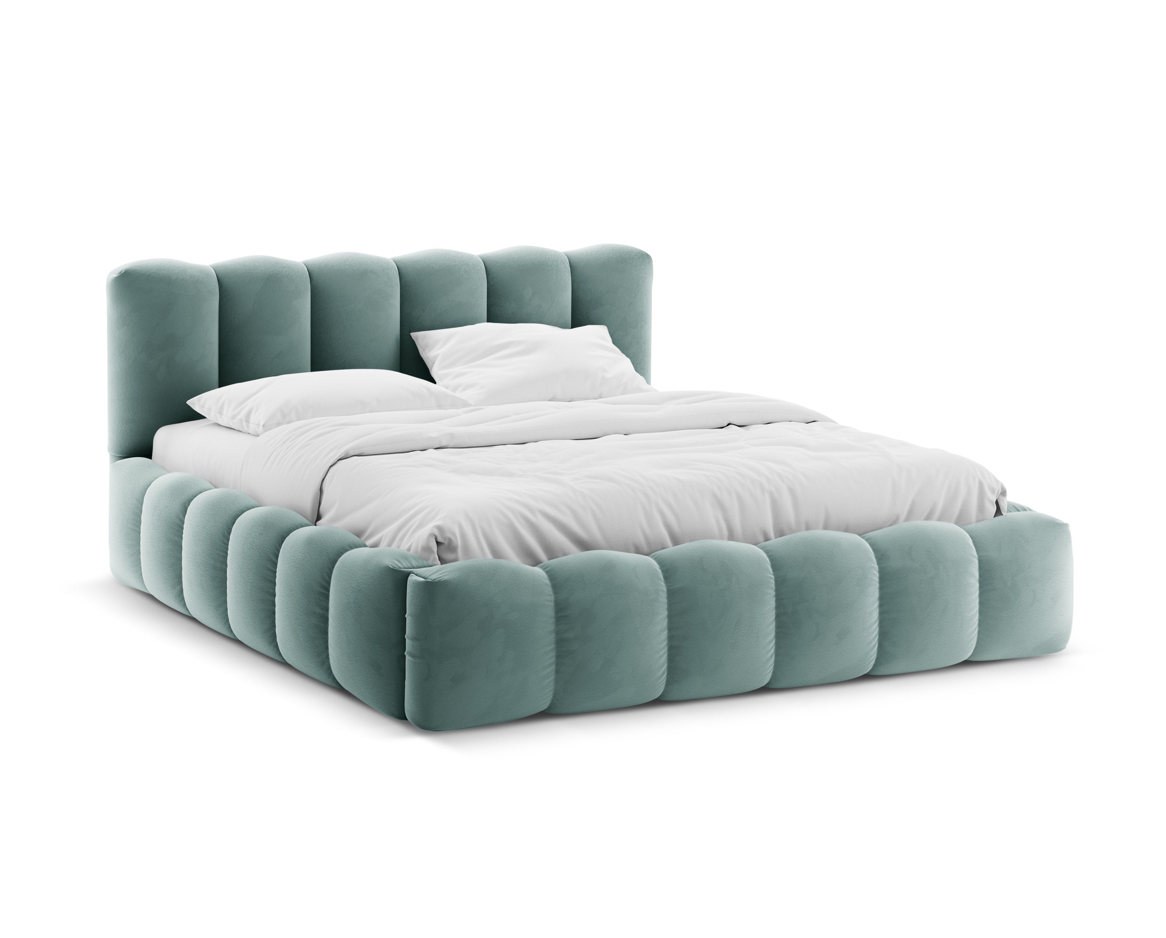 Velvet bed met opbergruimte LUPINE muntgroen