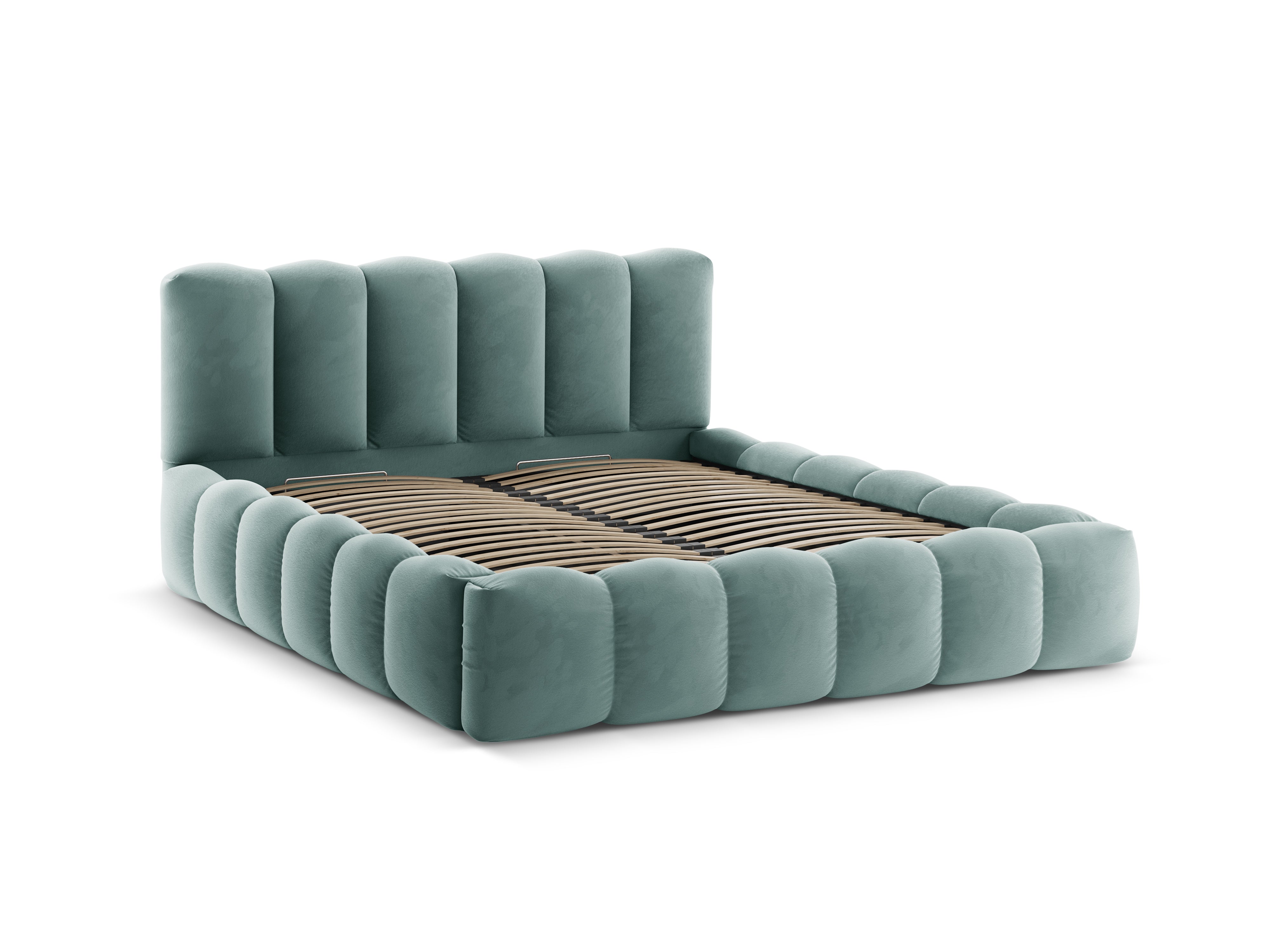 Velvet bed met opbergruimte LUPINE muntgroen