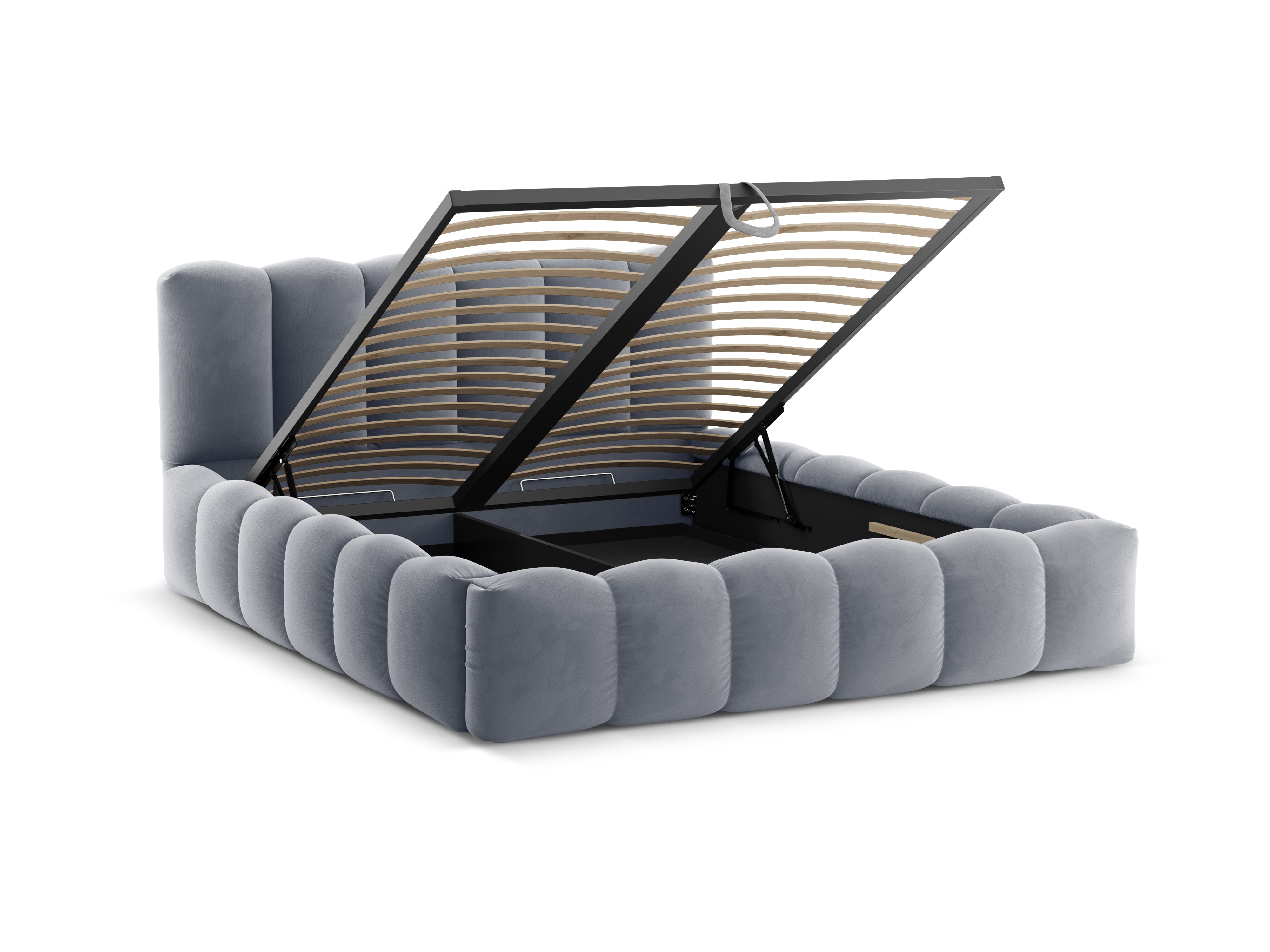 Velvet bed met opbergruimte LUPINE grijs