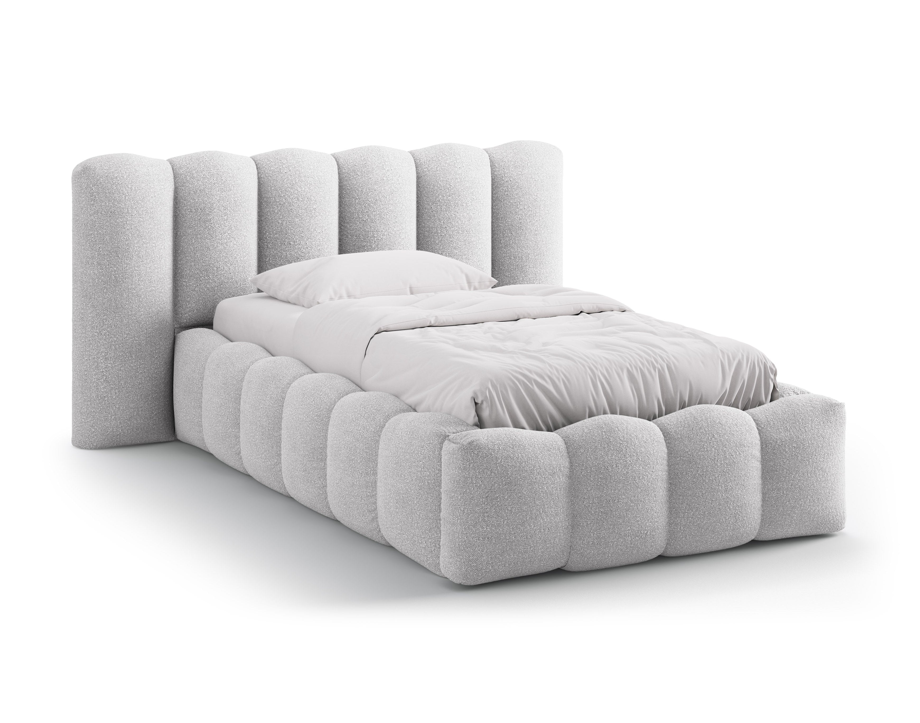 Bett LUPINE hellgrau Boucle