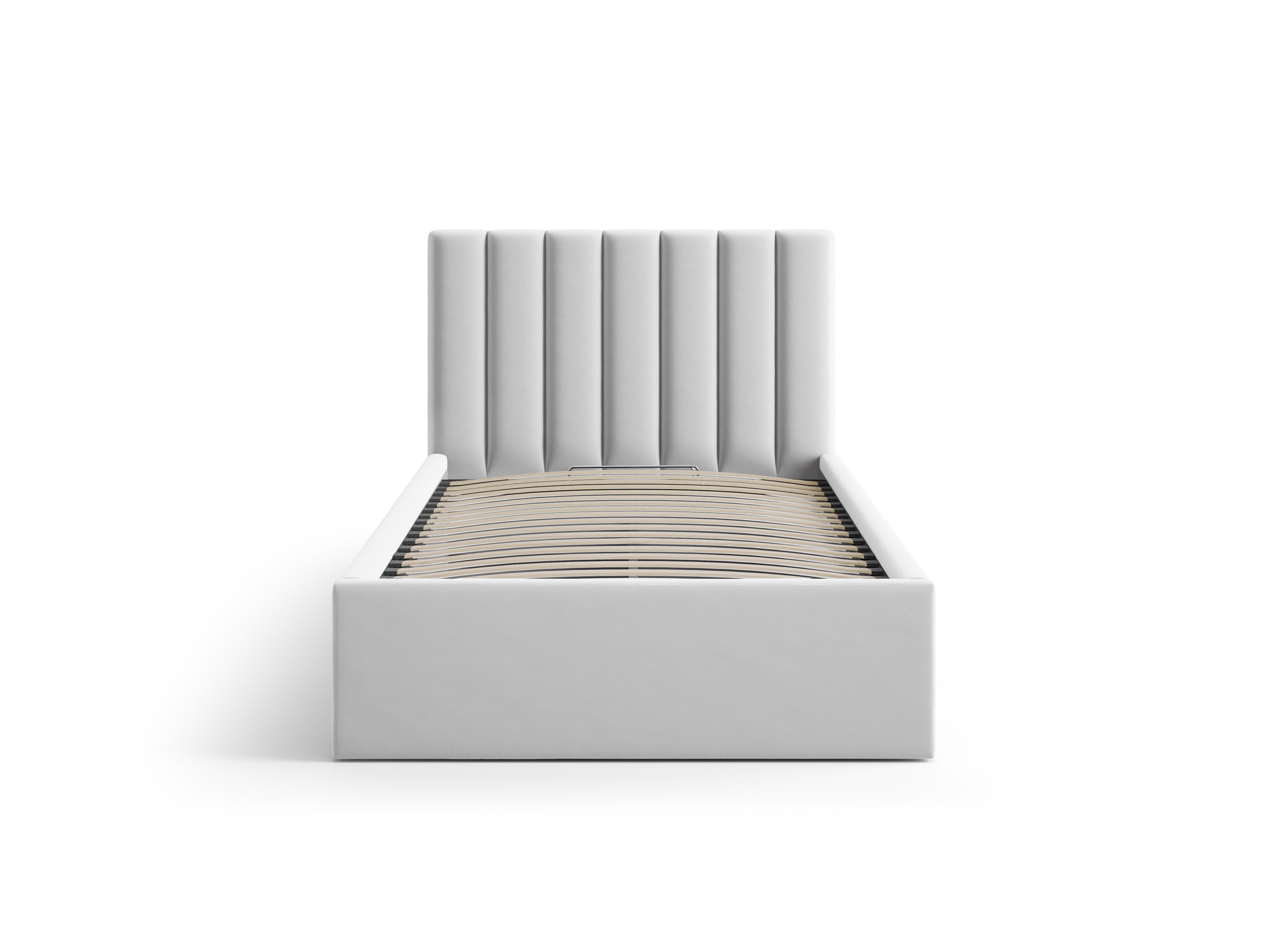 Enkel velours bed met opbergruimte voor beddengoed ALLISON zilver