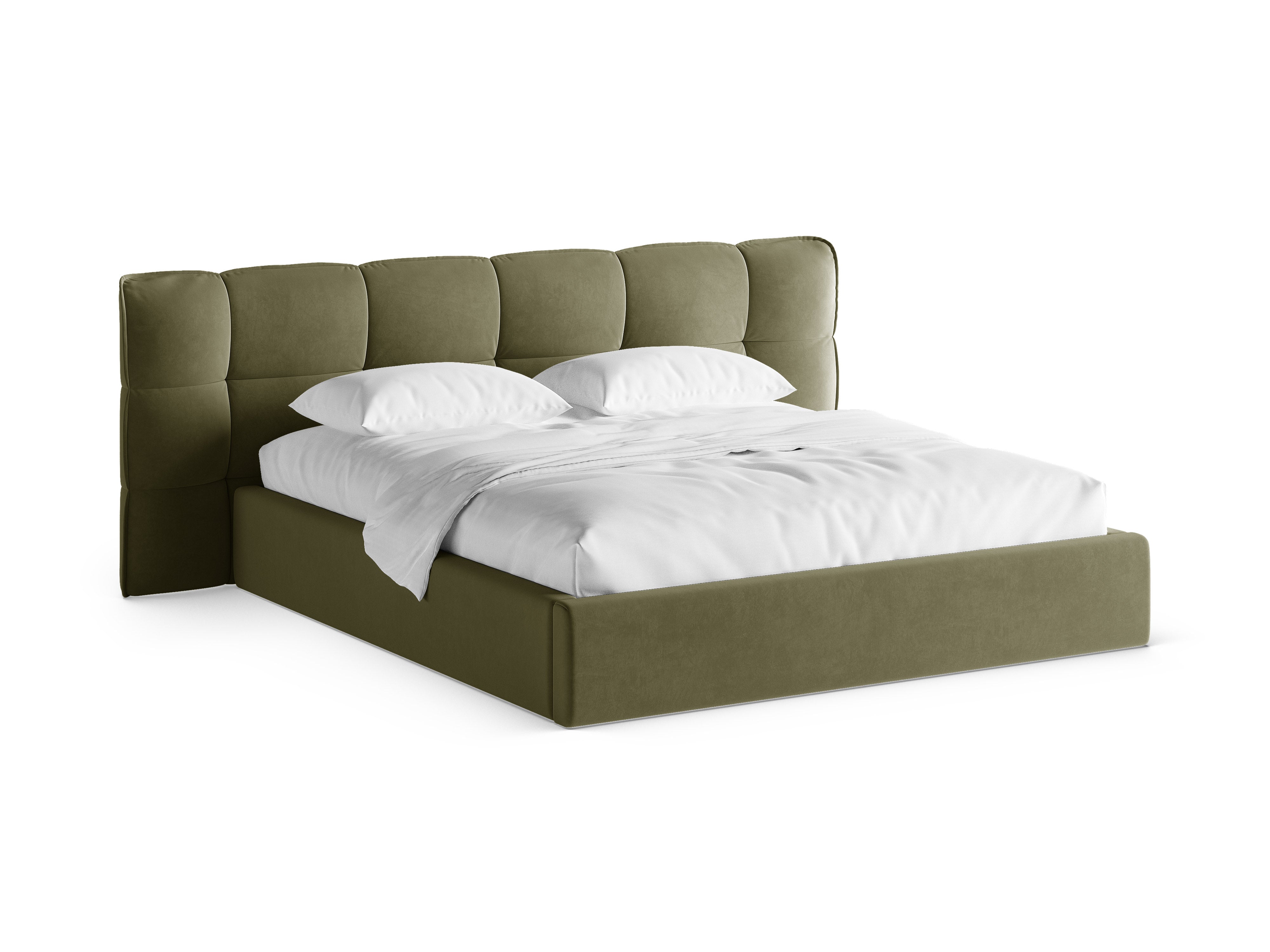 Velvet bed with storage ERIC olive green