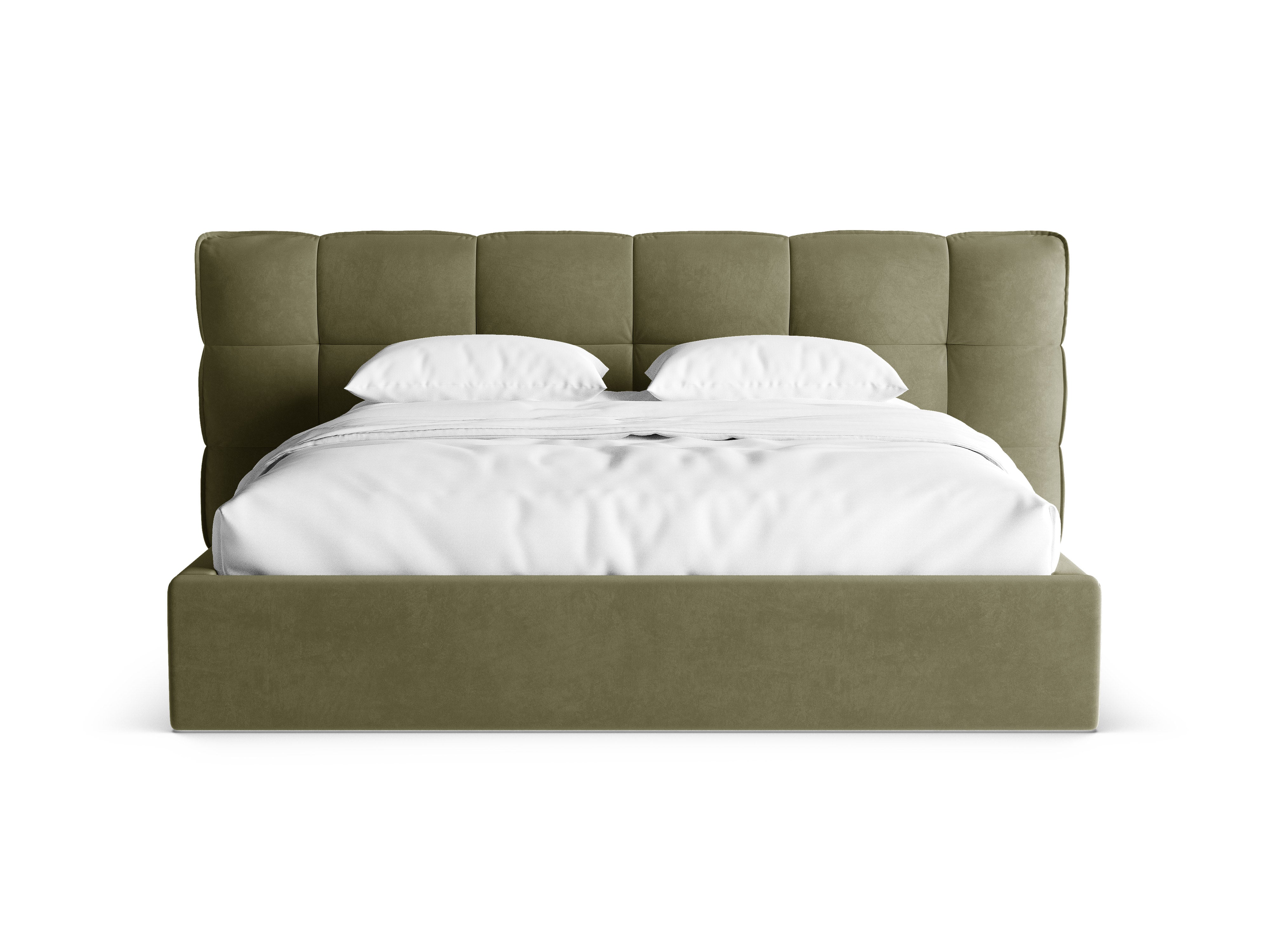 Velvet bed with storage ERIC olive green