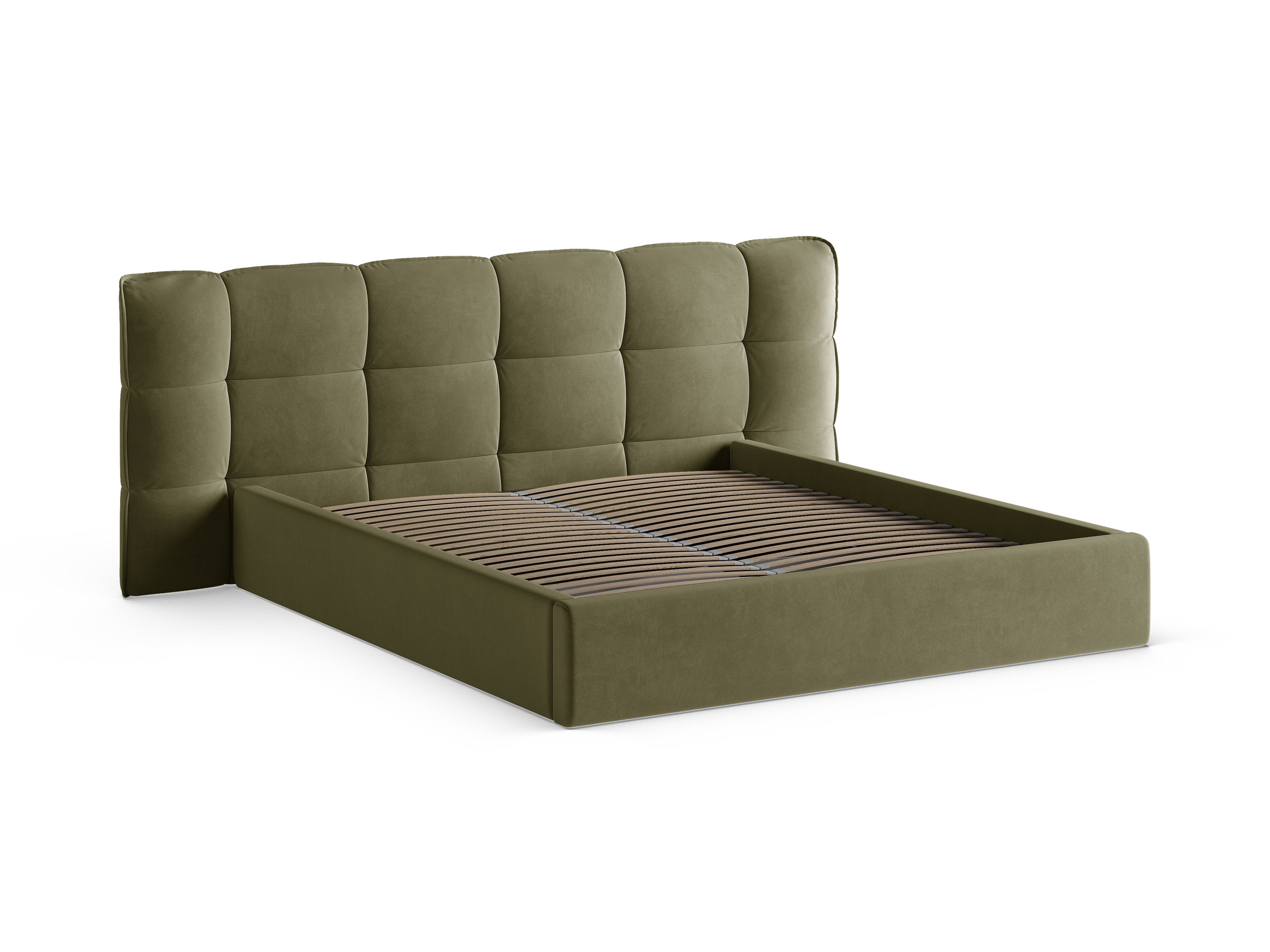 Velvet bed with storage ERIC olive green