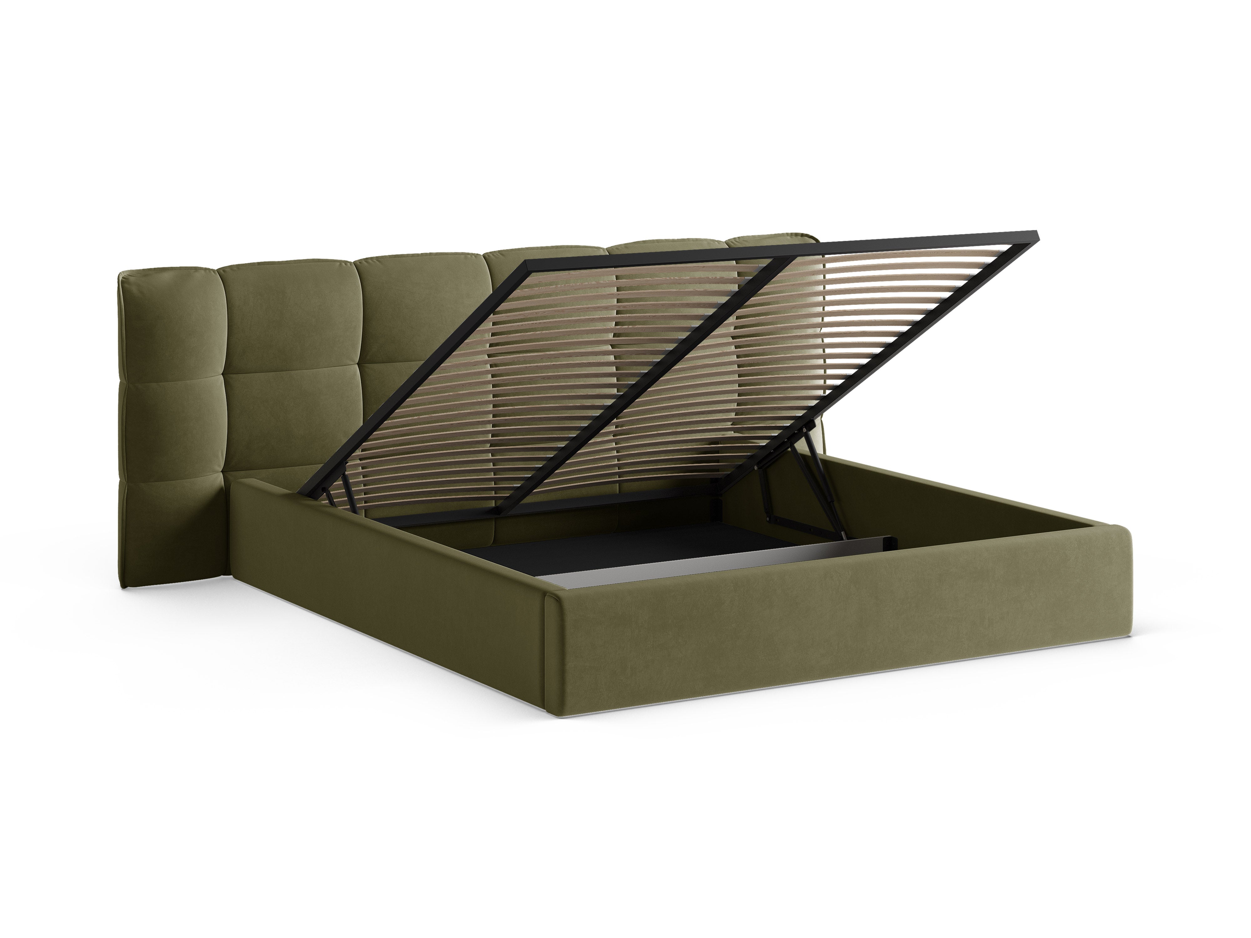 Velvet bed with storage ERIC olive green