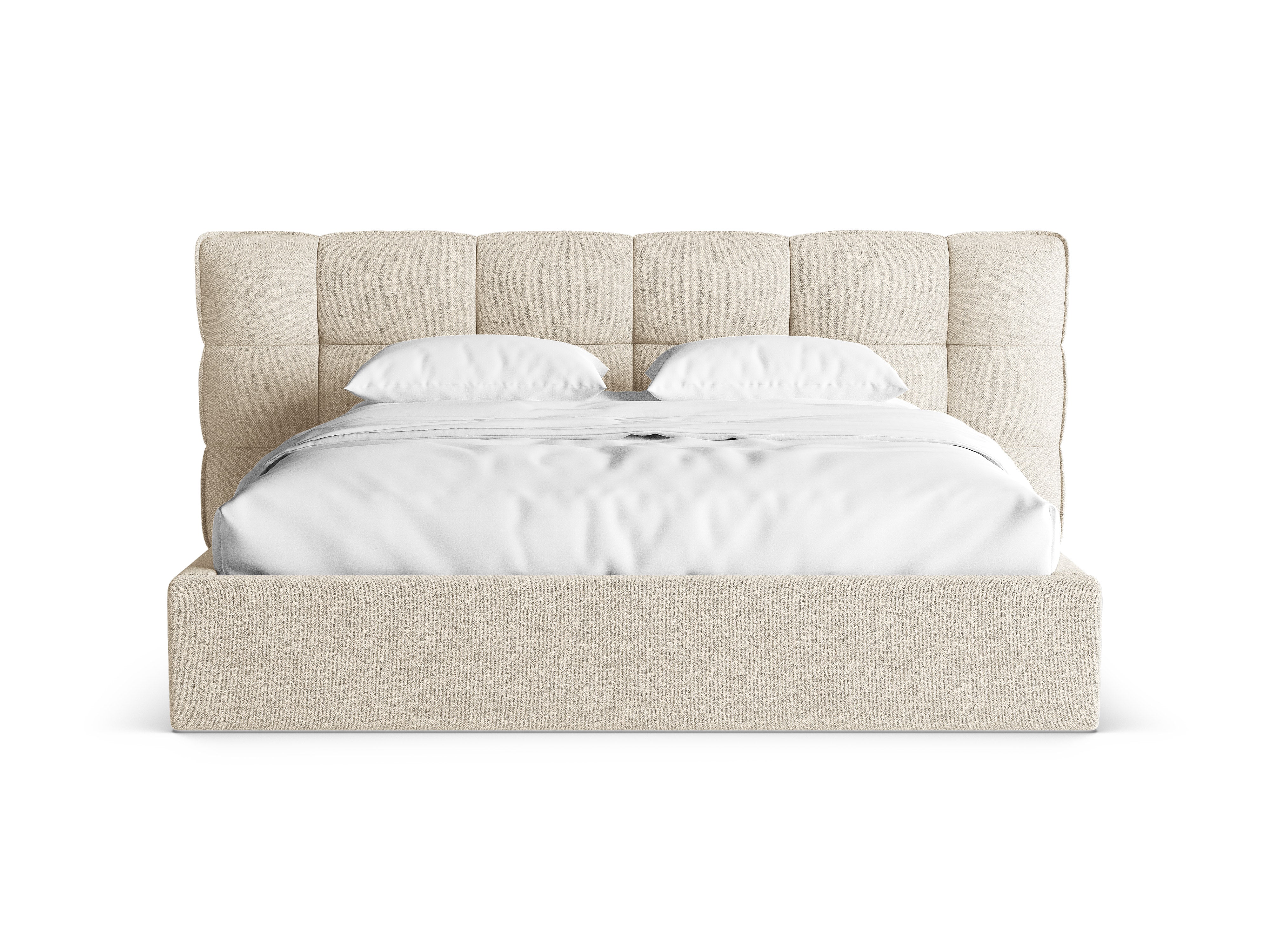 ERIC Bed with Storage in Light Beige Boucle