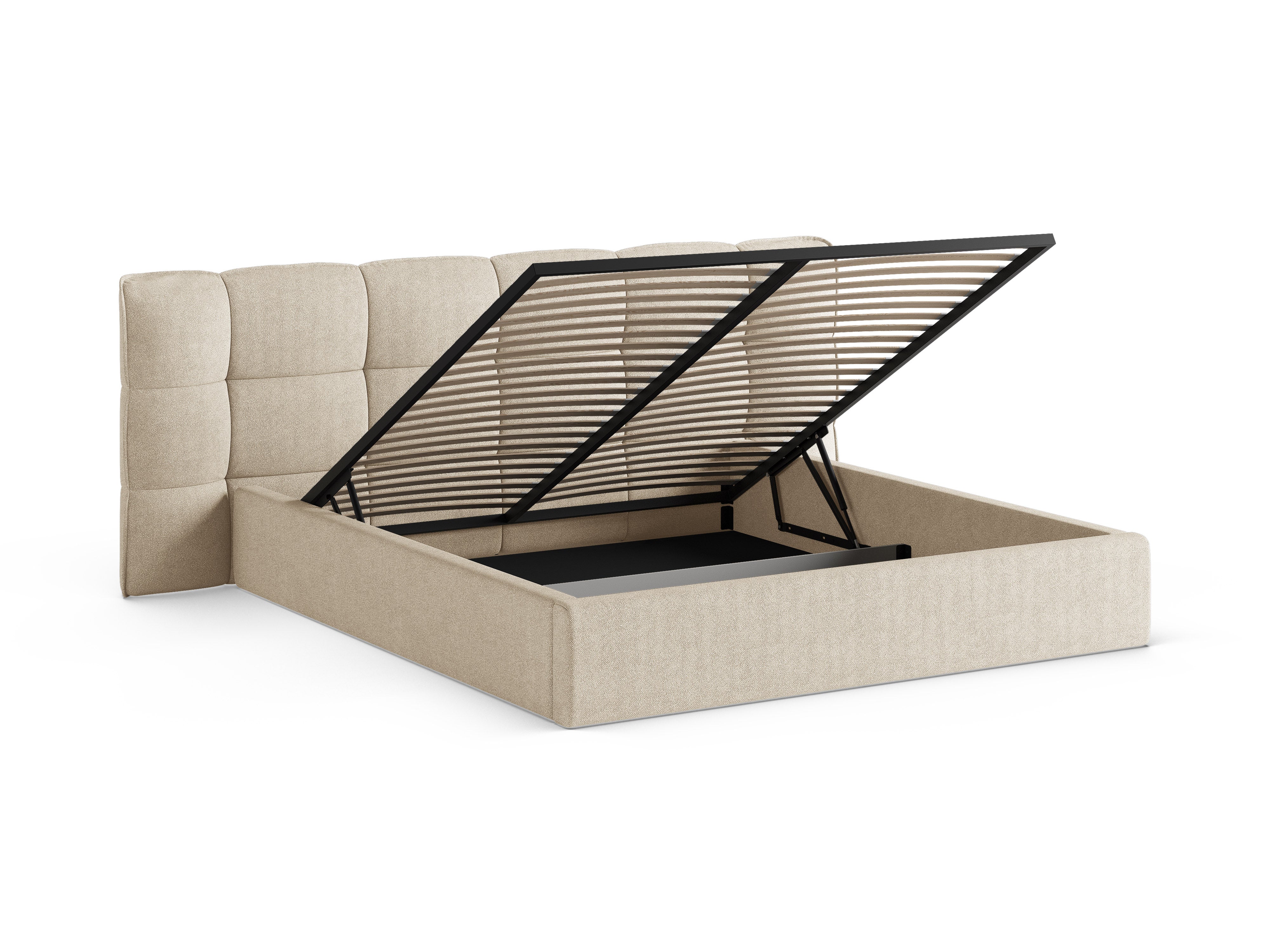 ERIC Bed with Storage in Light Beige Boucle
