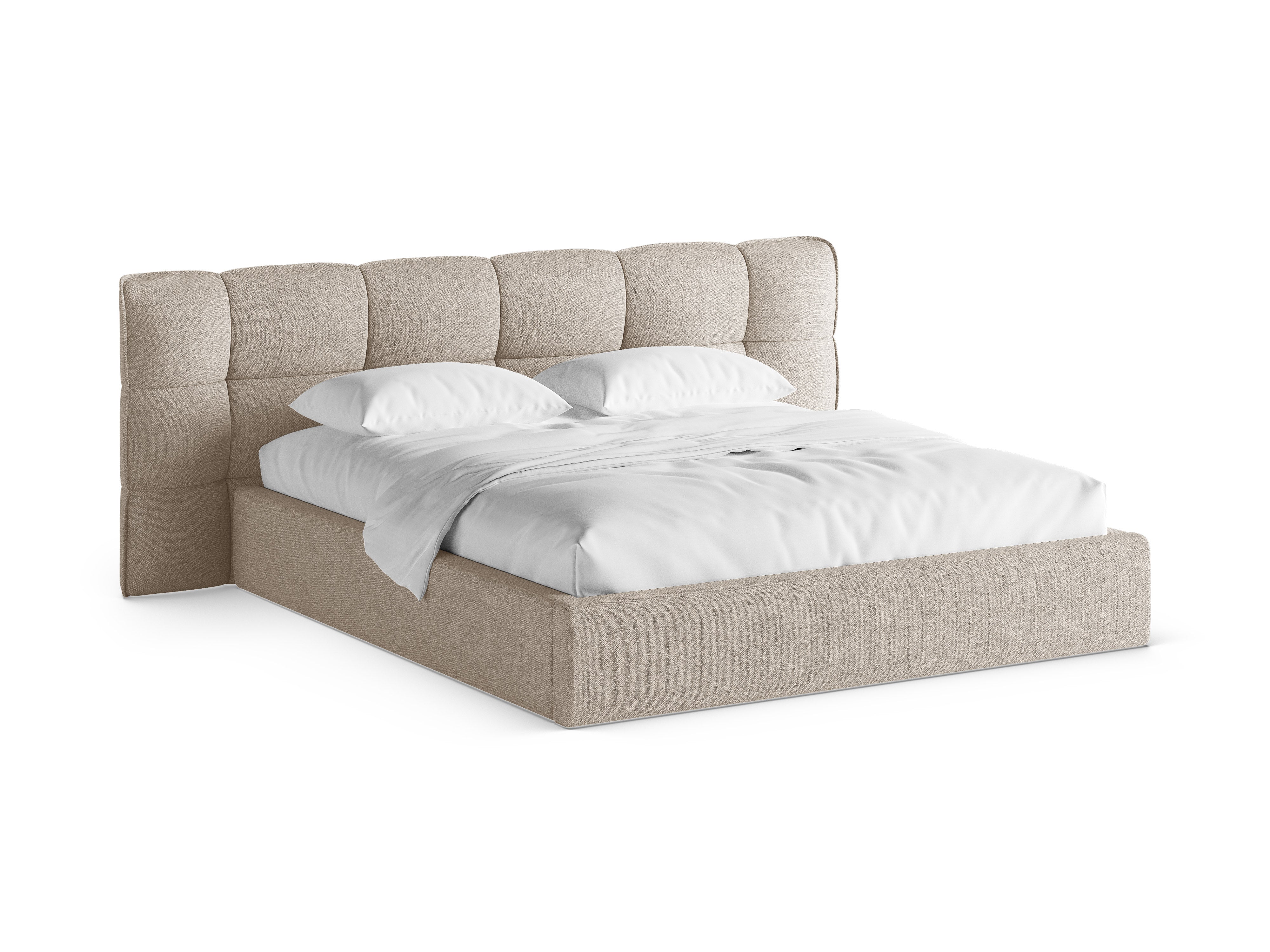 Bett mit Stauraum ERIC dunkelbeige Boucle