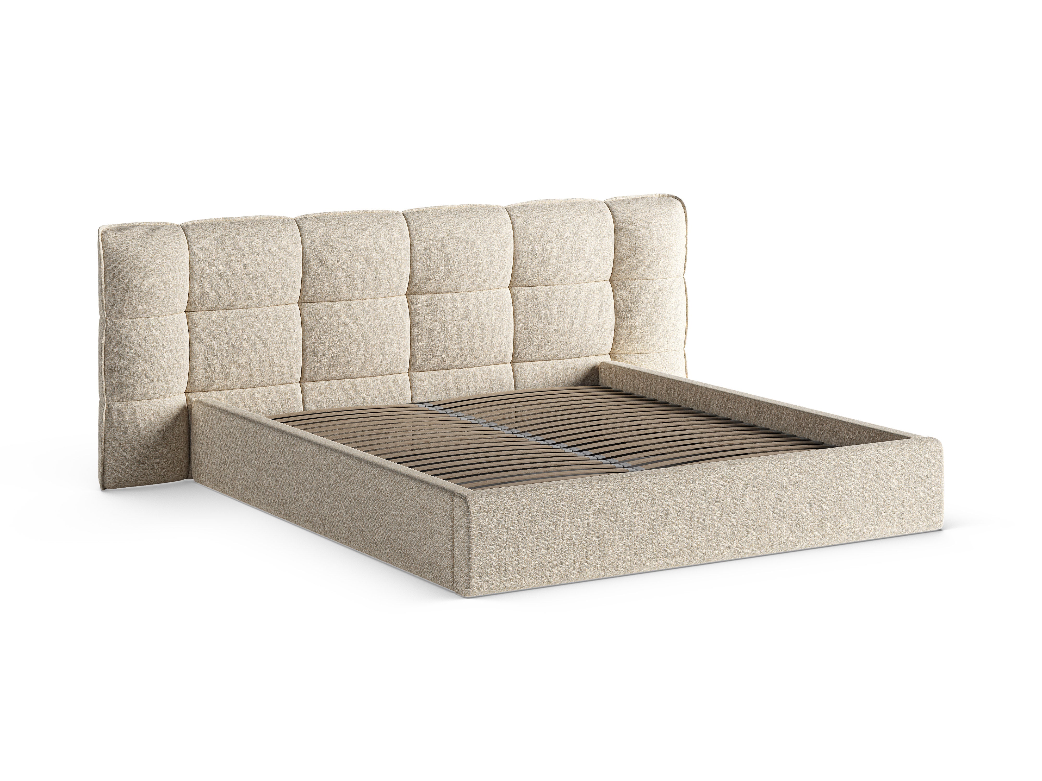 ERIC bed with storage in light beige mélange