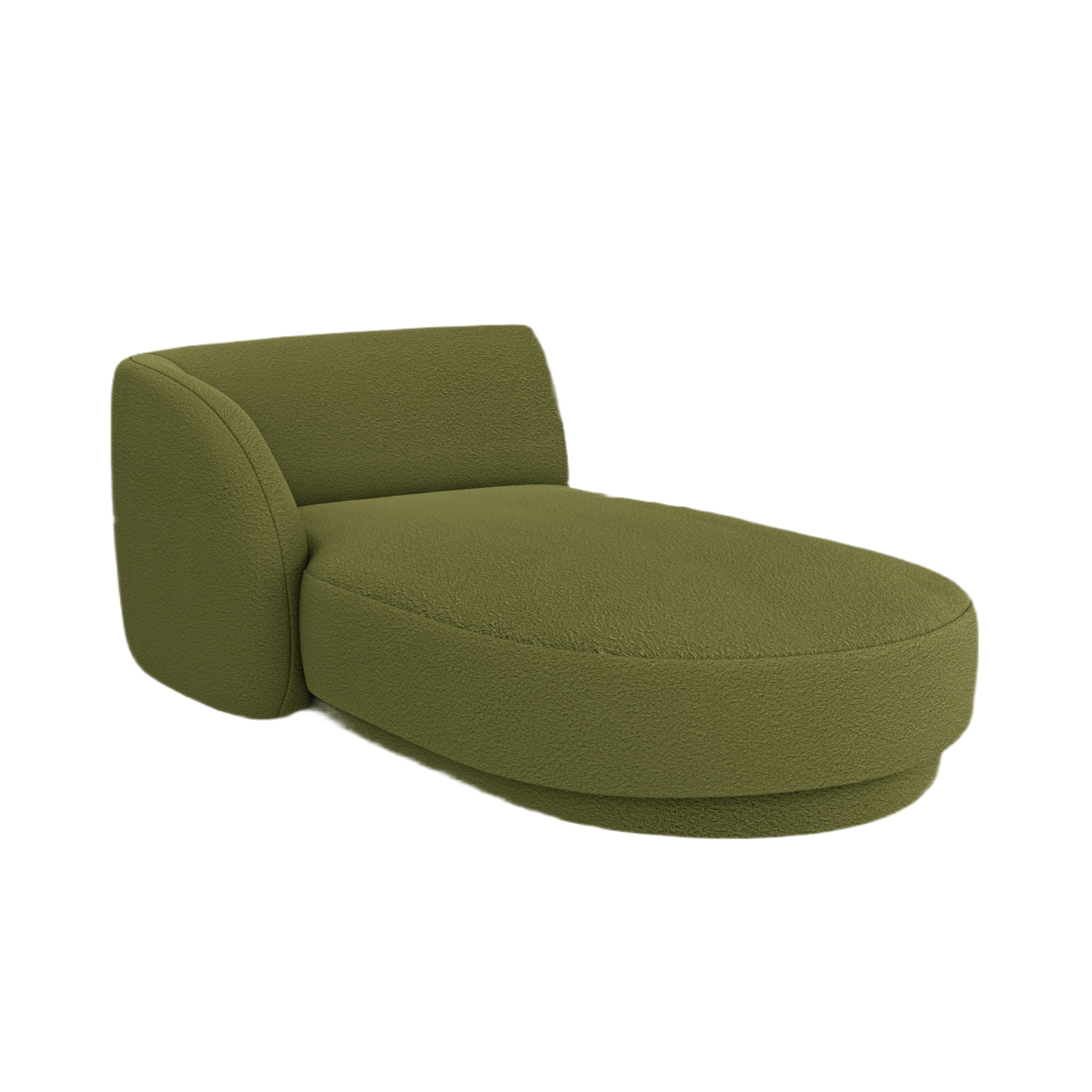 Left-facing chaise longue MILEY green boucle