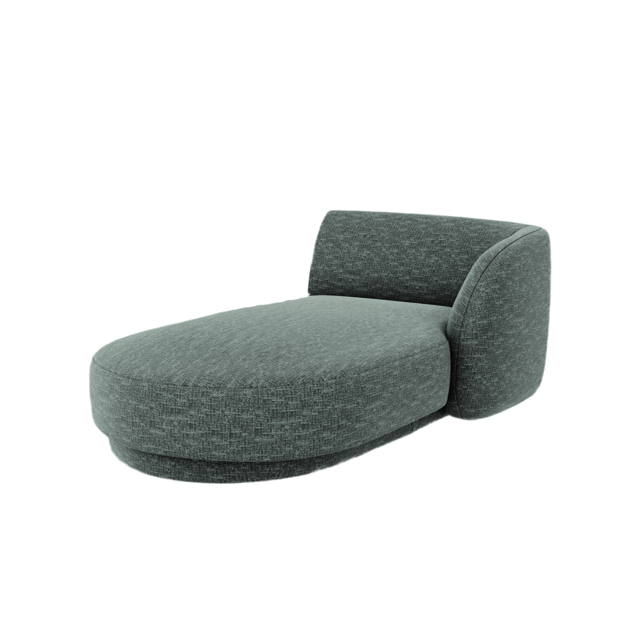 Right-facing chaise longue MILEY petrol blue silky chenille