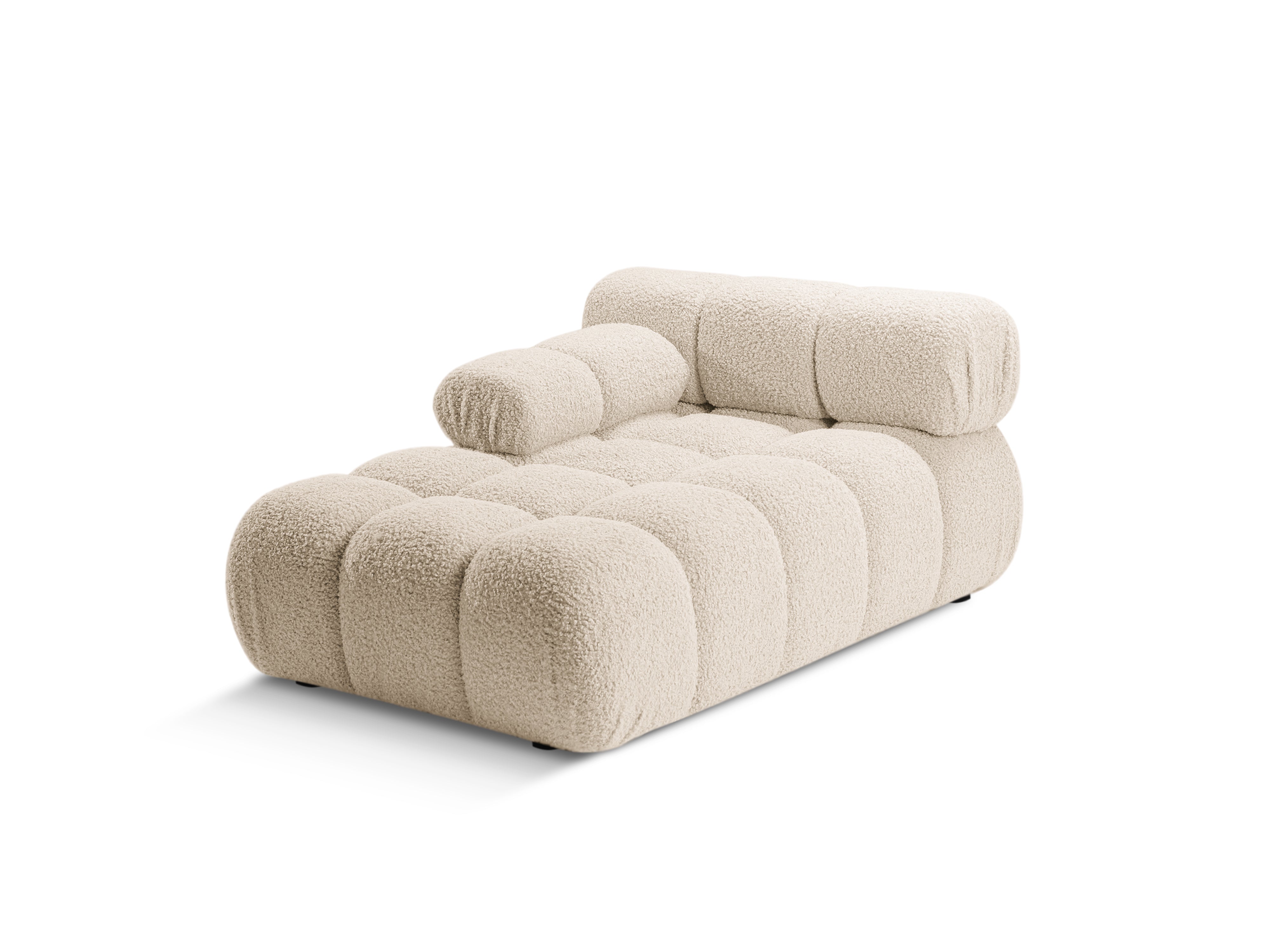 Links georiënteerde BELLIS chaise longue in beige bouclé