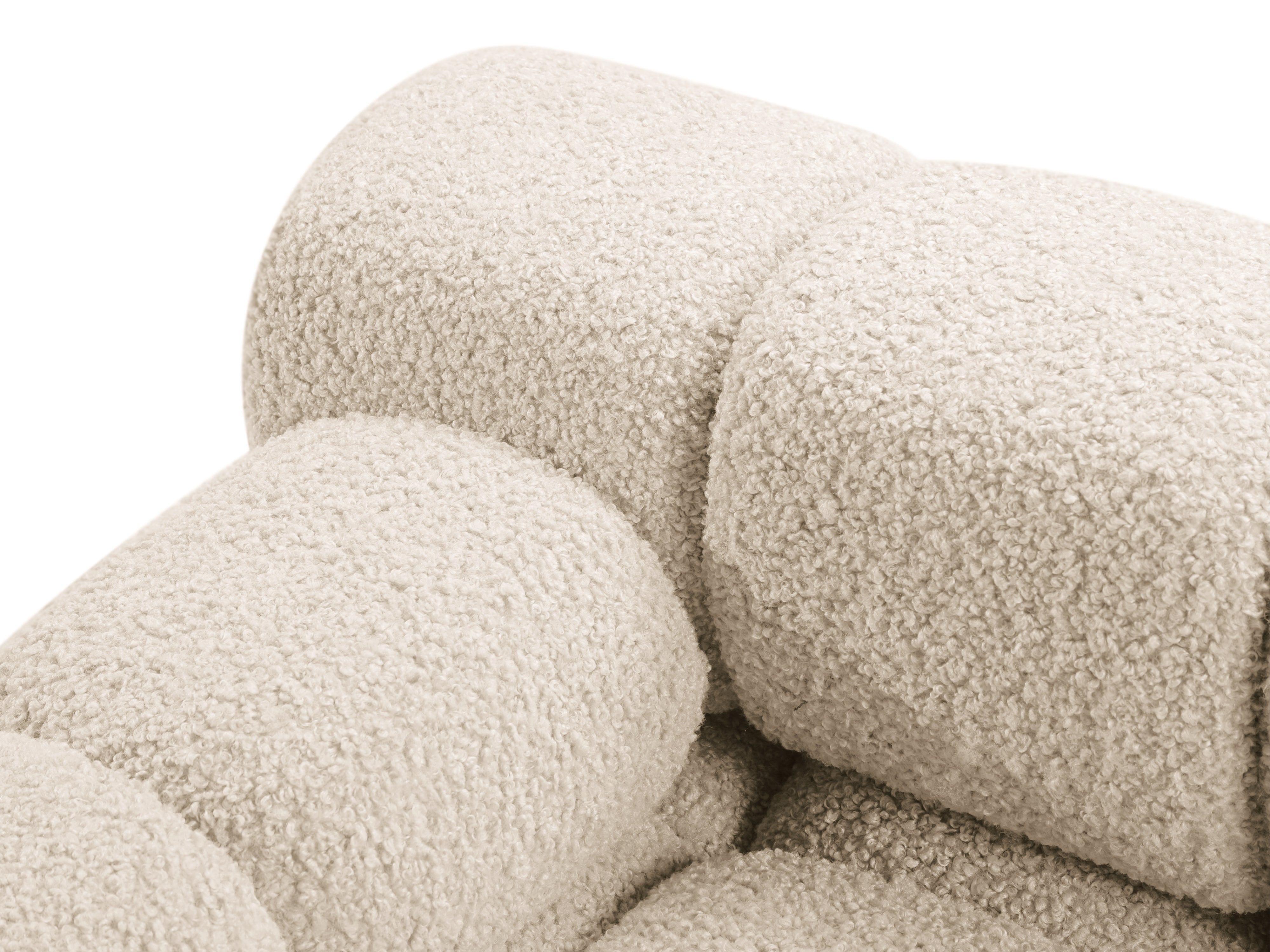 Links georiënteerde BELLIS chaise longue in beige bouclé