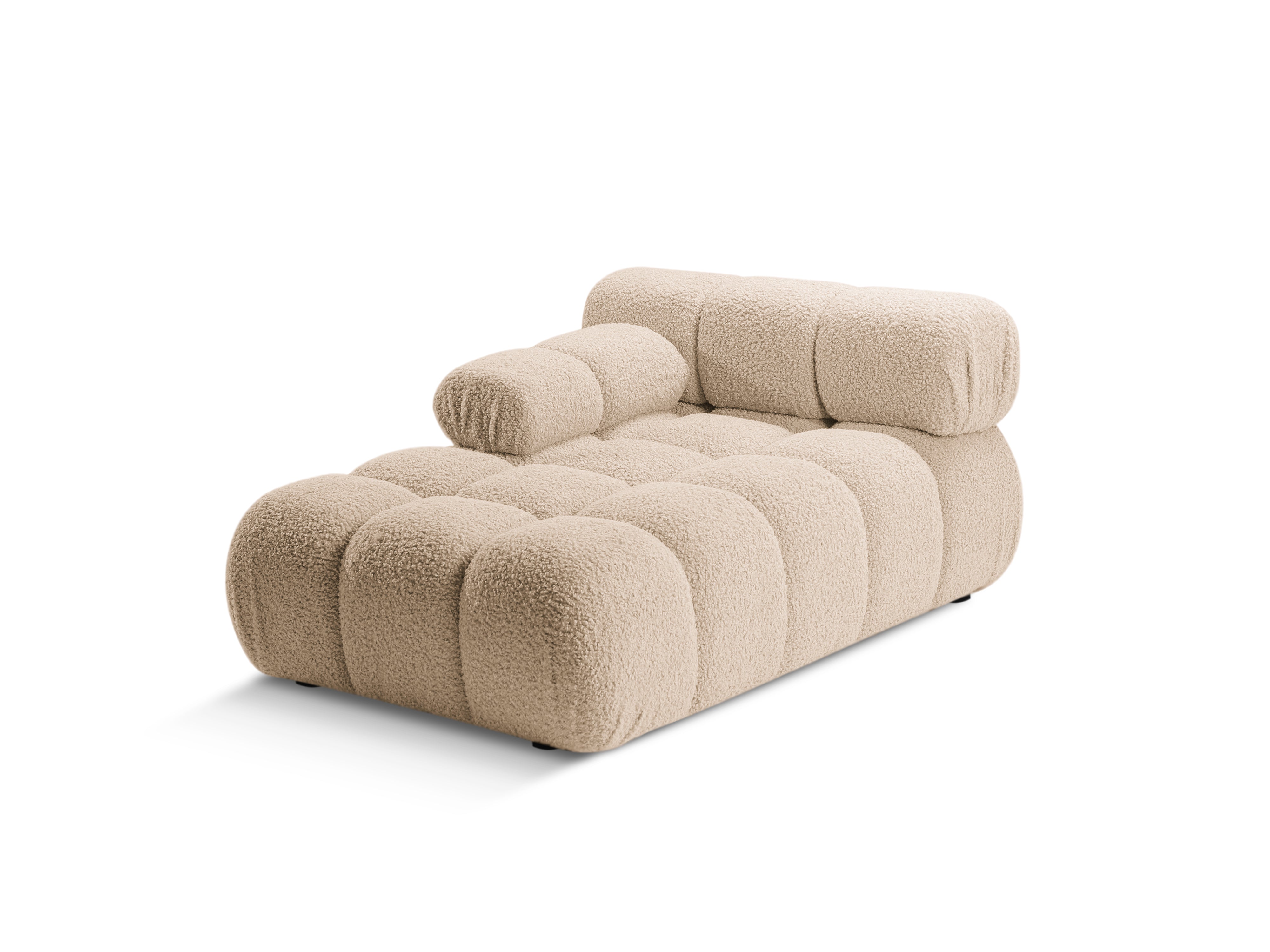 Links georiënteerde BELLIS chaise longue in zandkleurige boucle