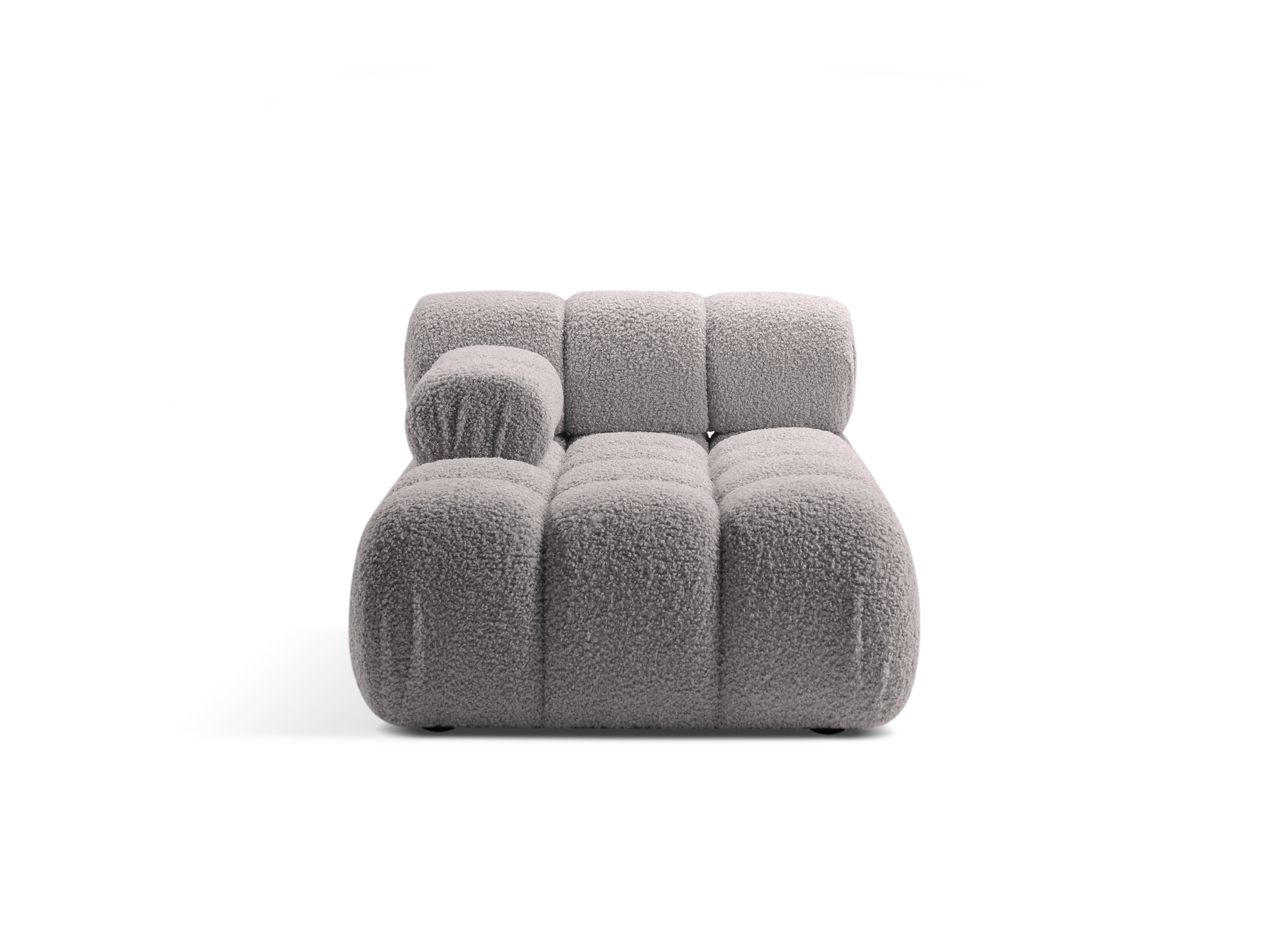 Links georiënteerde BELLIS chaise longue in grijze boucle