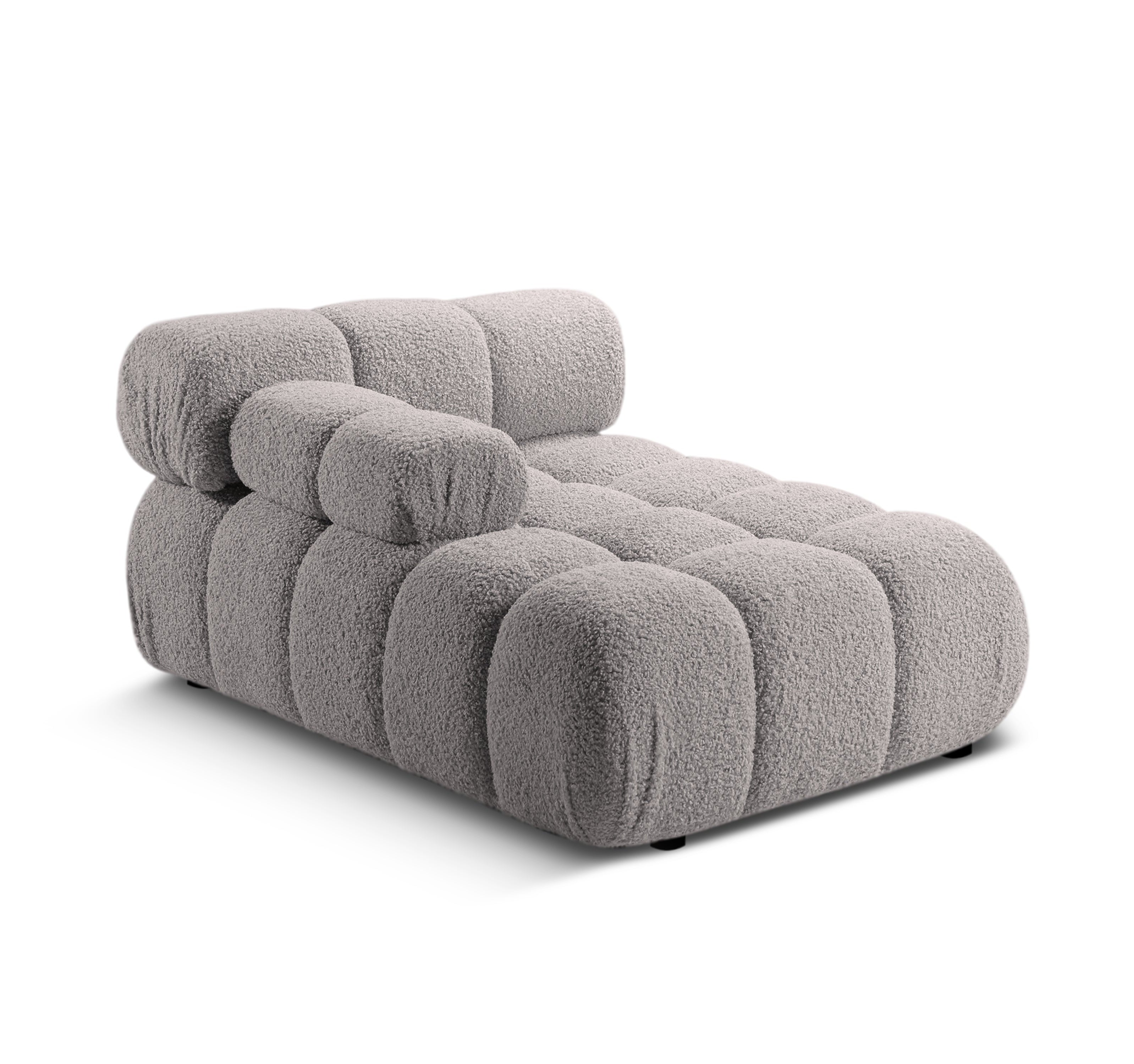 Links georiënteerde BELLIS chaise longue in grijze boucle