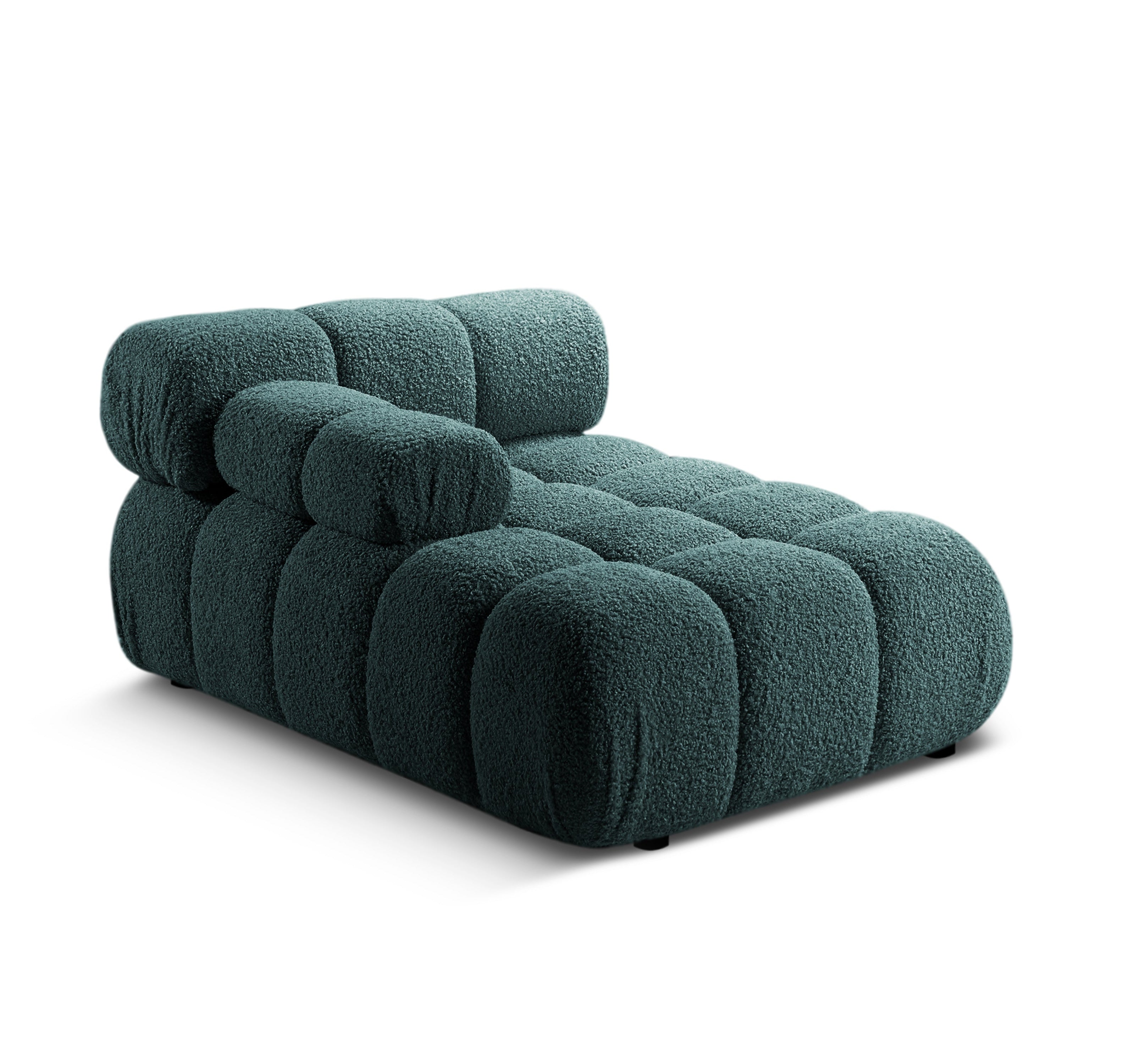 Links georiënteerde BELLIS chaise longue in diep petrol boucle