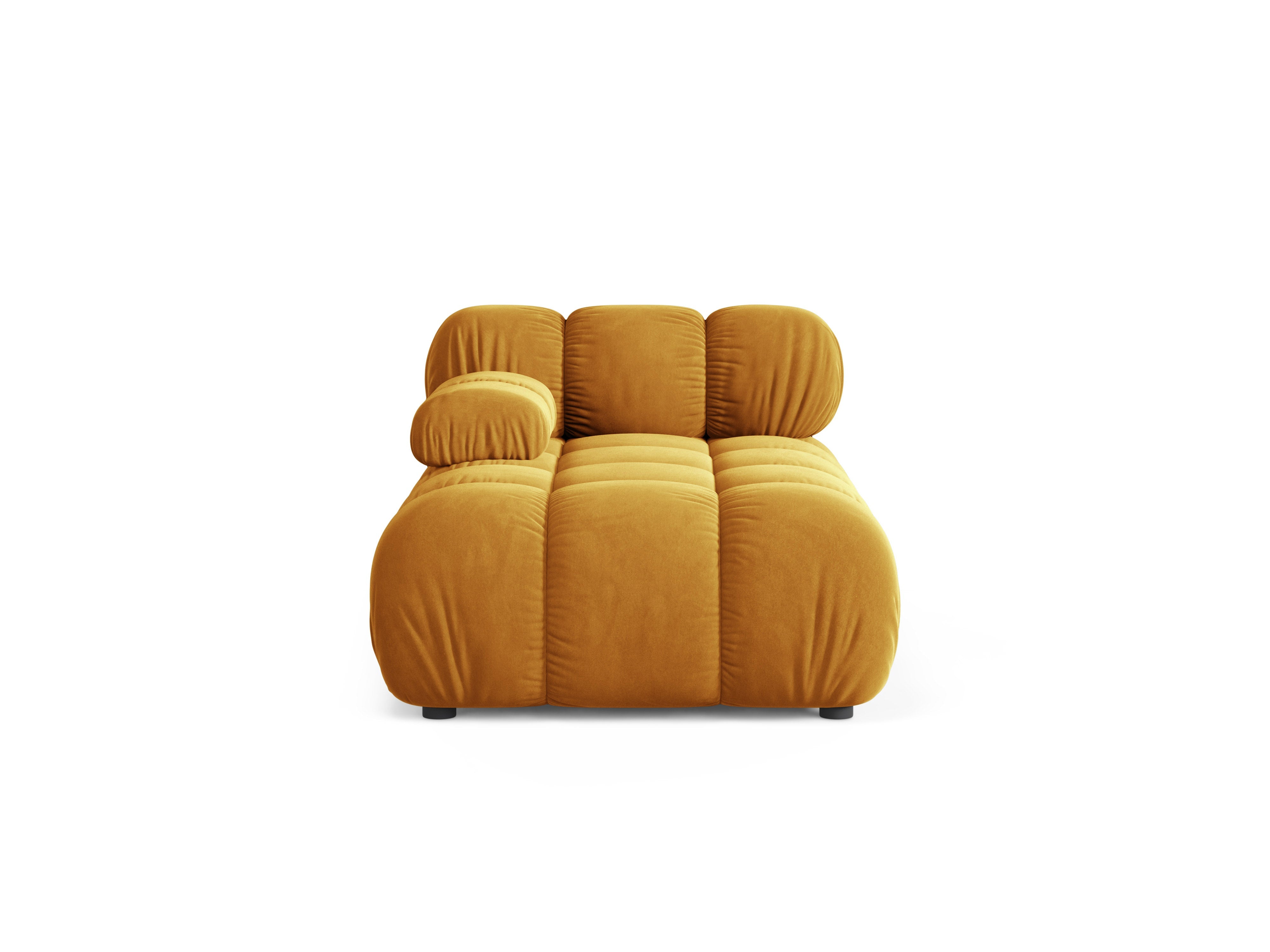 Linker chaise longue BELLIS in mosterdkleurig velours