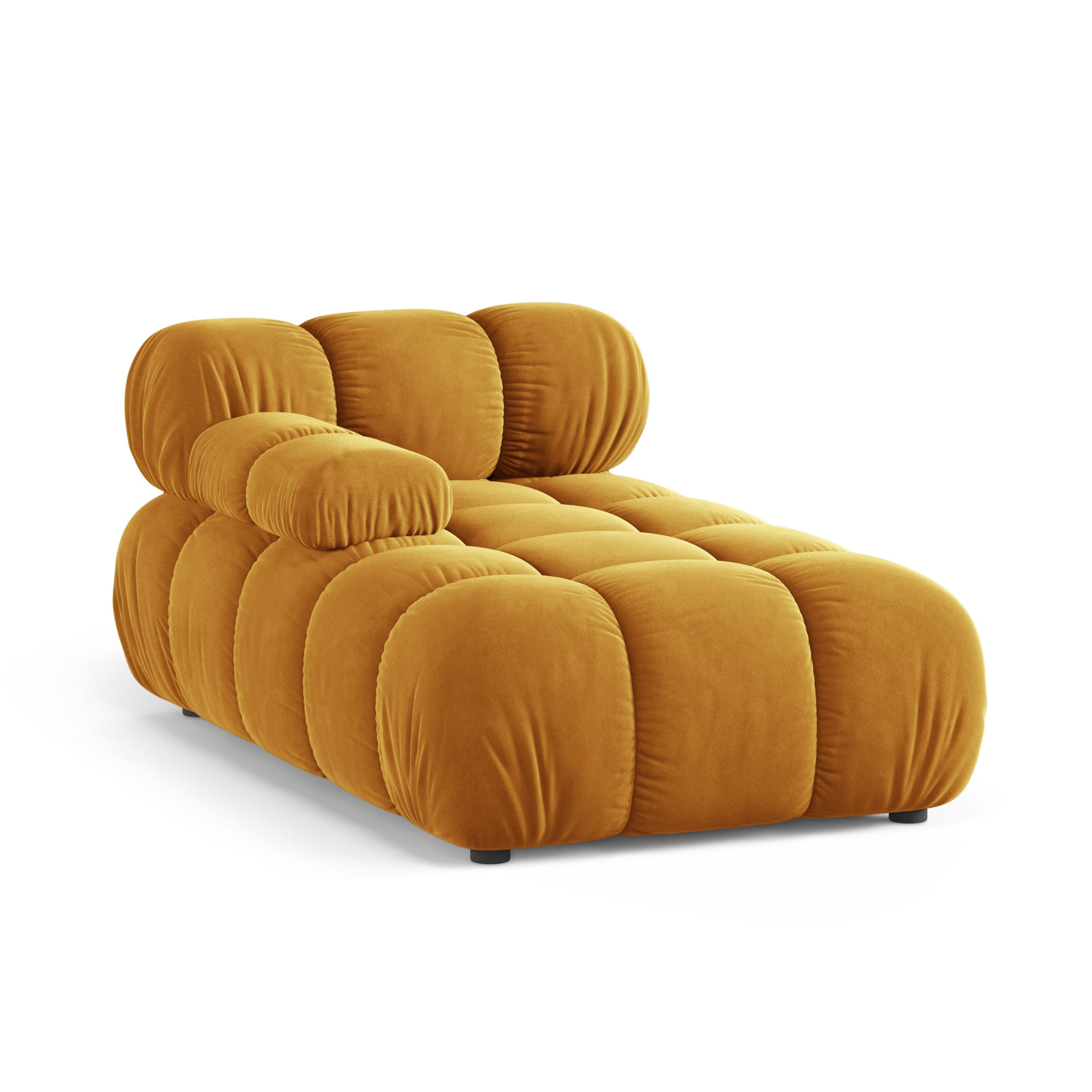 Linker chaise longue BELLIS in mosterdkleurig velours
