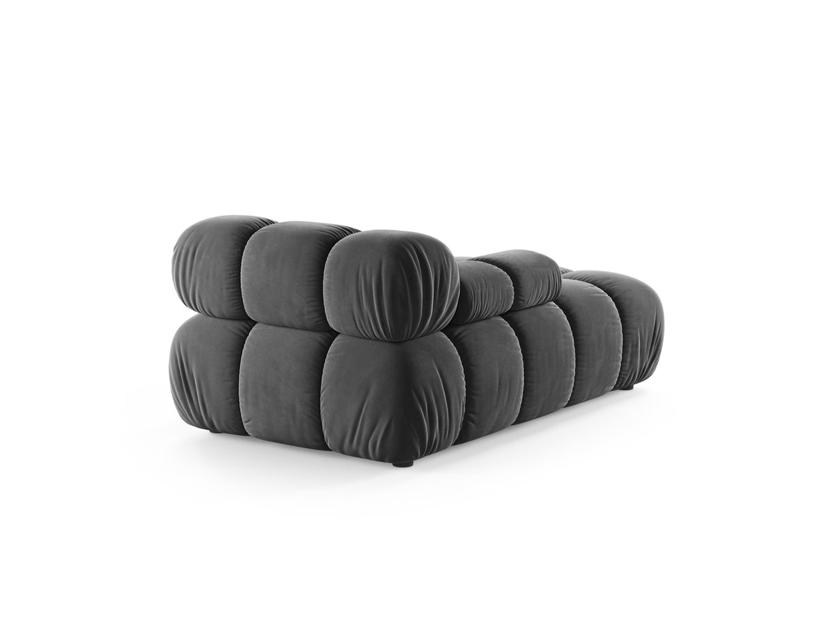 Linker chaise longue BELLIS donkergrijs fluweel