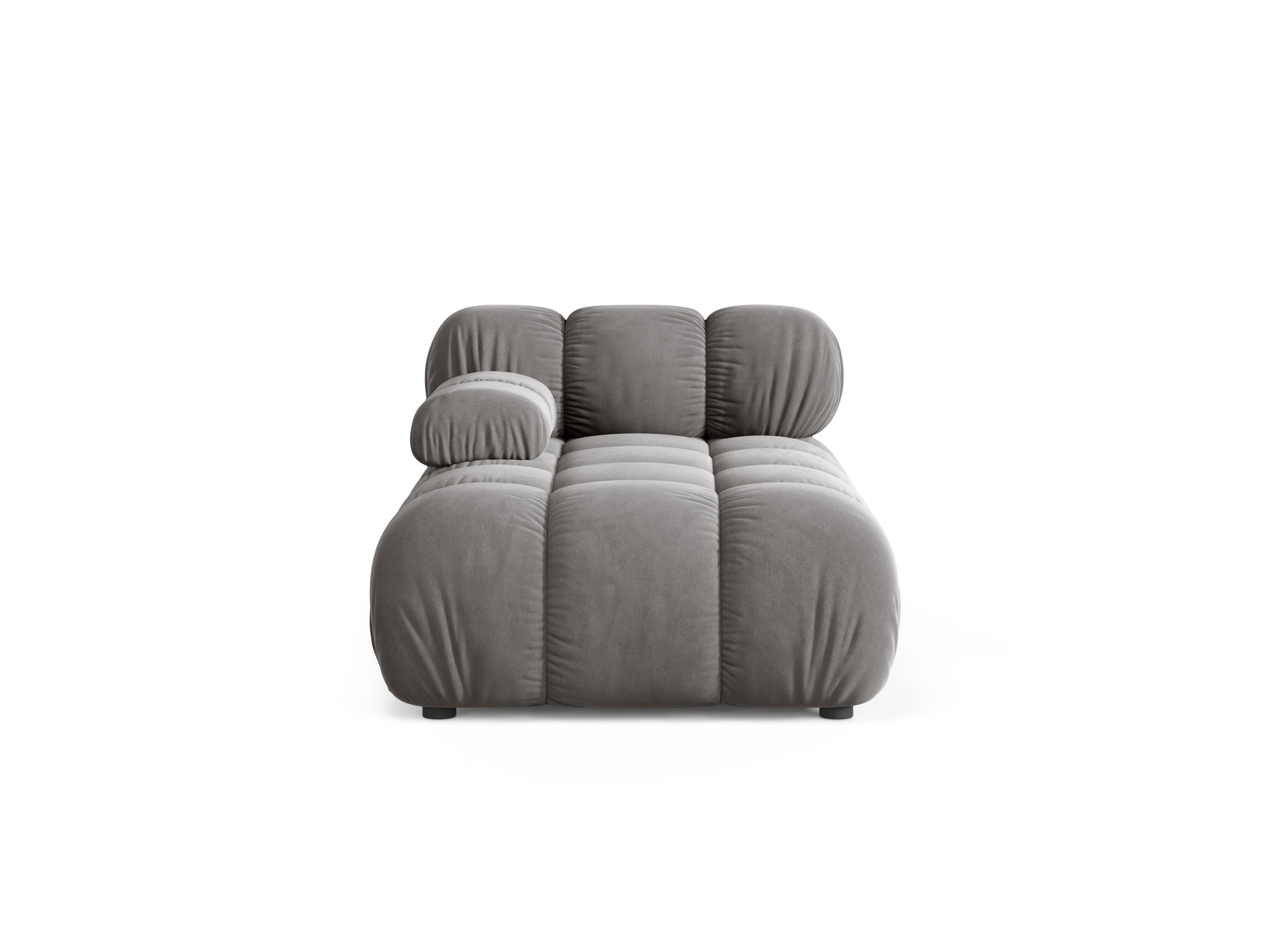 Grijze linkszijdige fluwelen chaise longue BELLIS