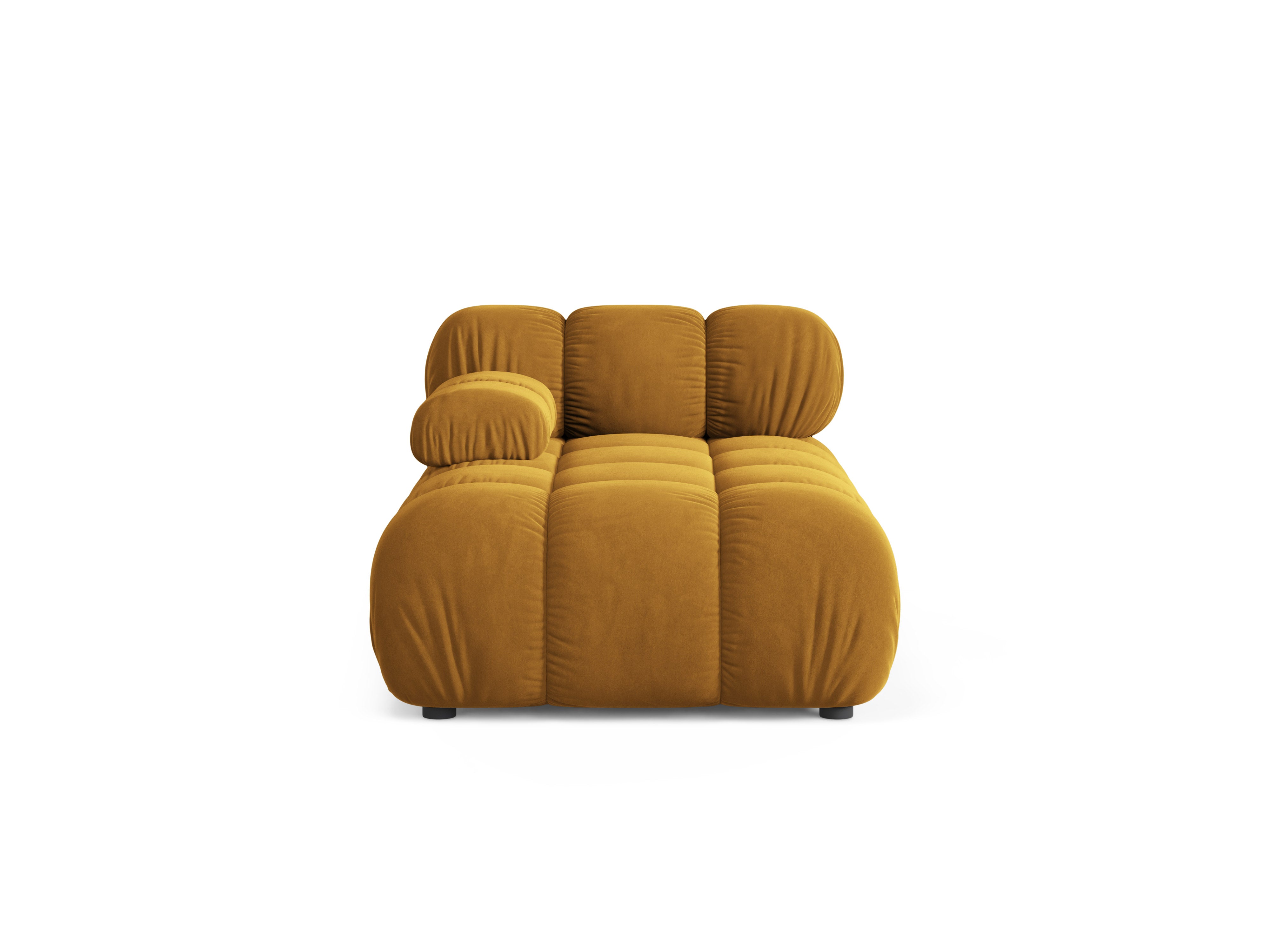 Mustardkleurige BELLIS linkszijdige fluwelen chaise longue