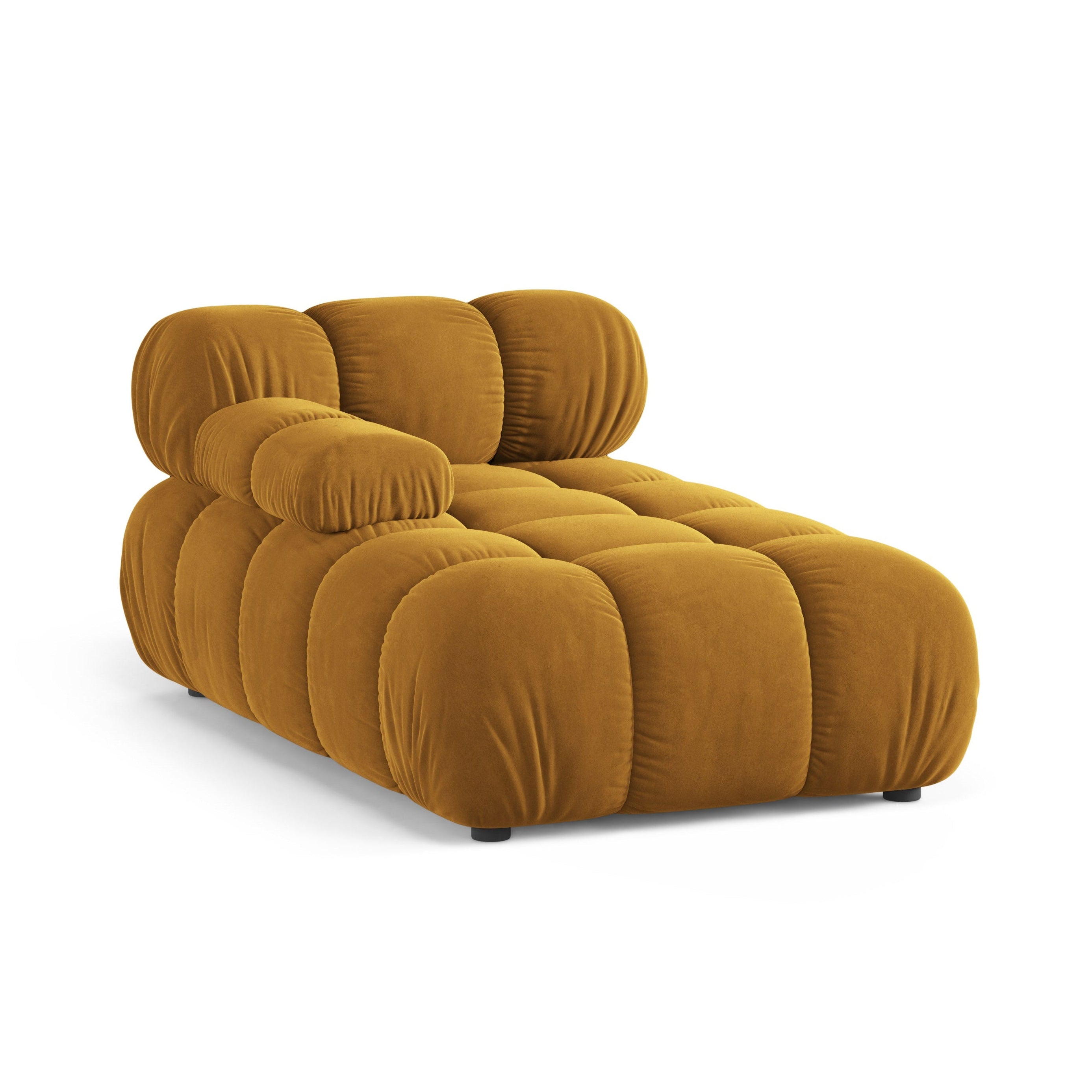 Mustardkleurige BELLIS linkszijdige fluwelen chaise longue