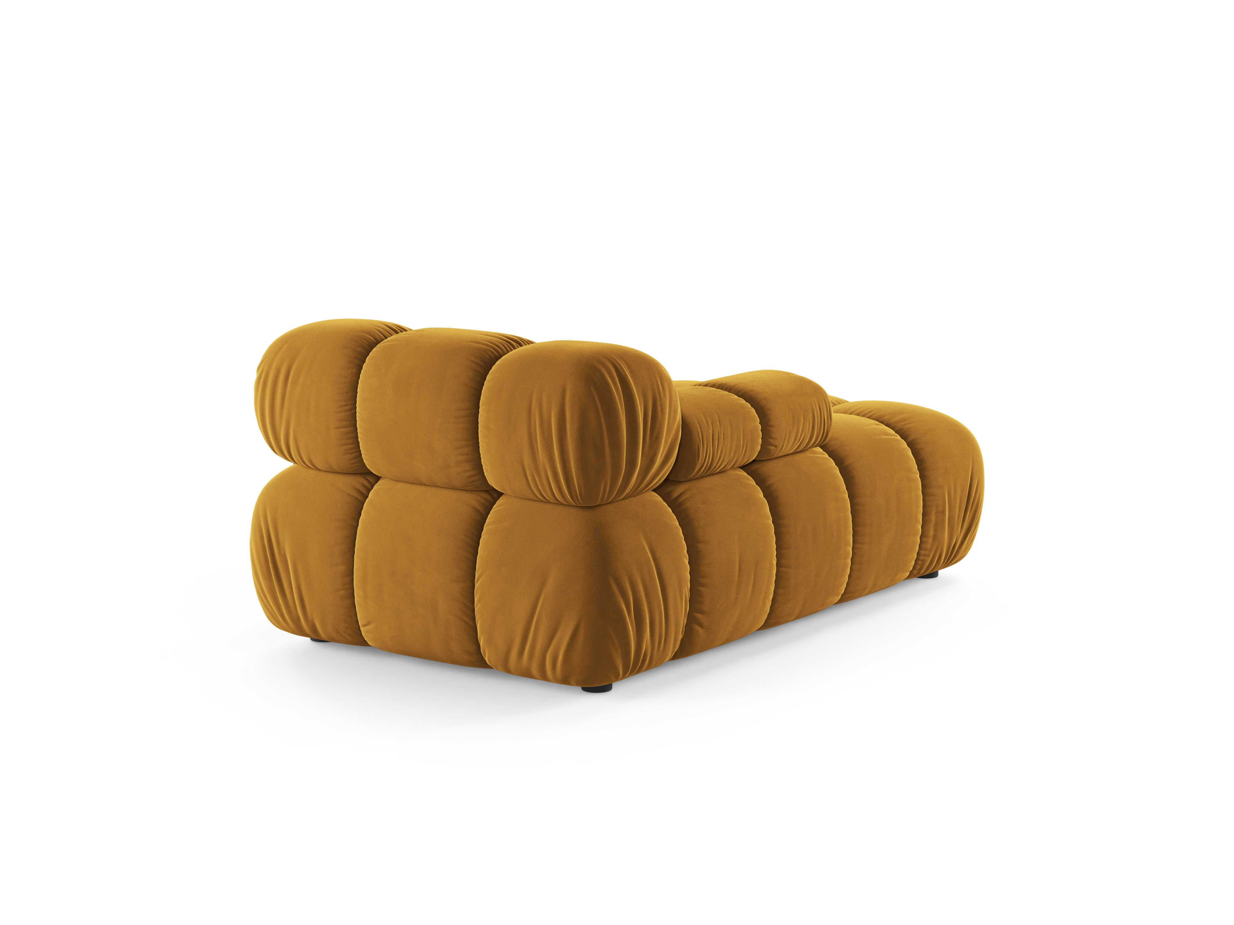 Mustardkleurige BELLIS linkszijdige fluwelen chaise longue