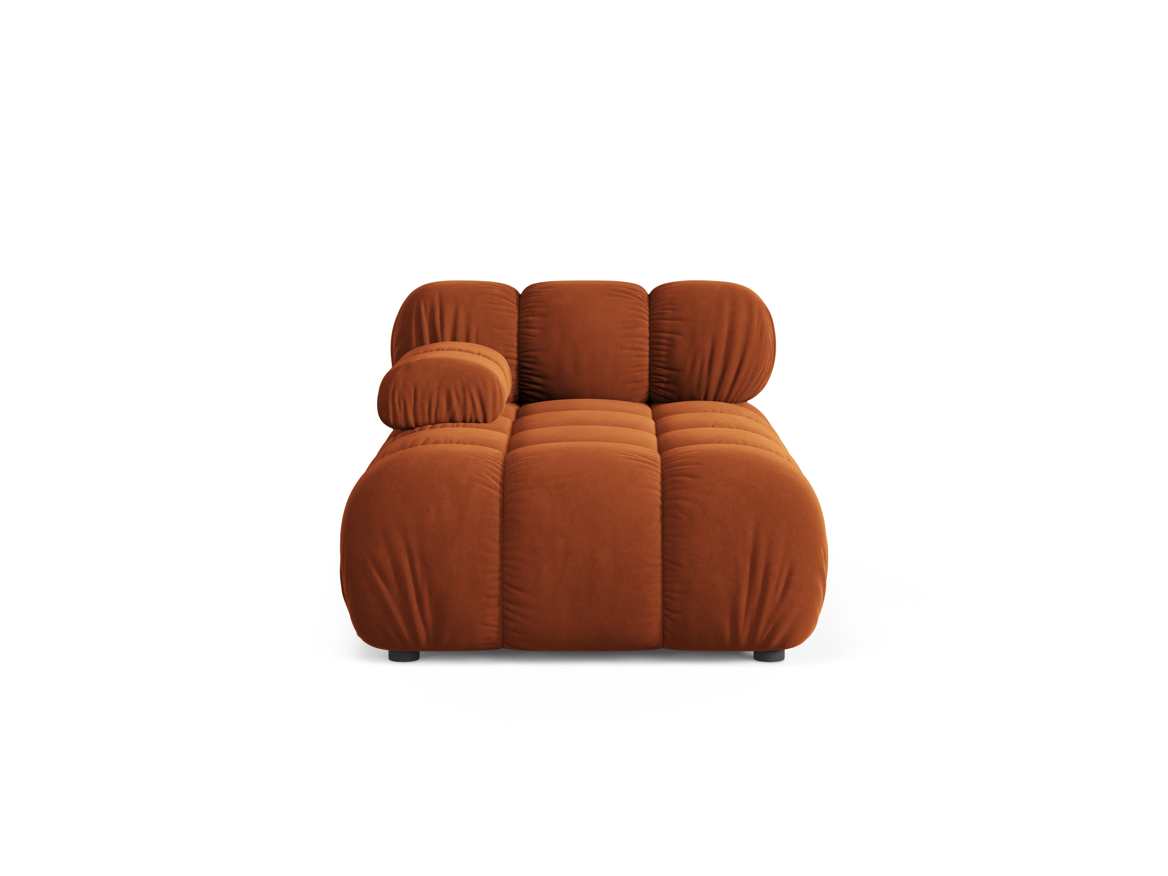 Velours ligstoel links BELLIS baksteenrood
