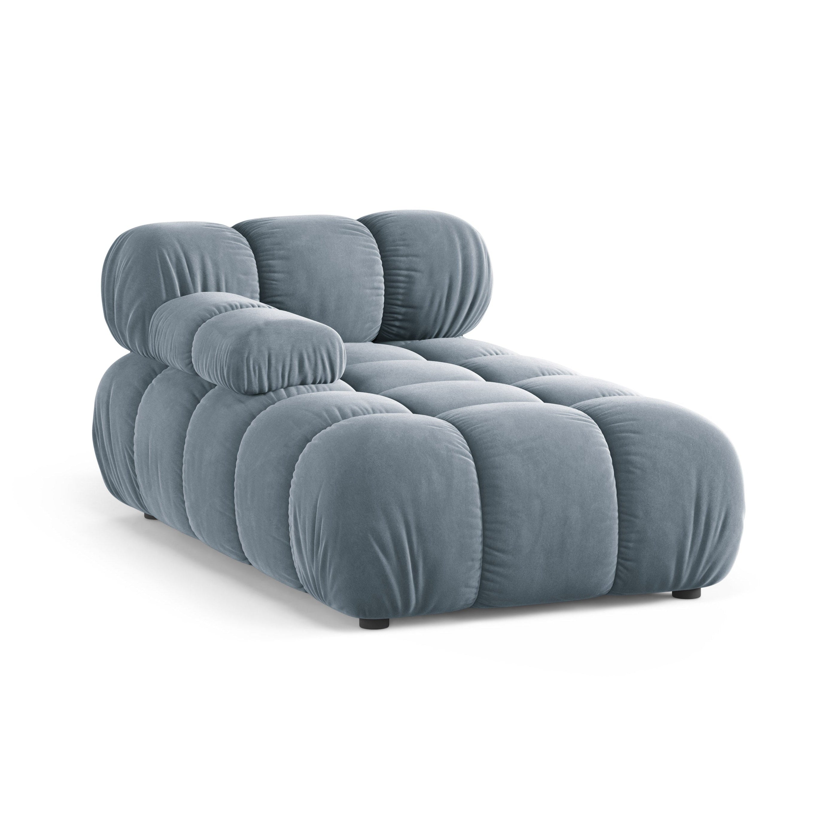 Velours ligstoel links BELLIS blauw