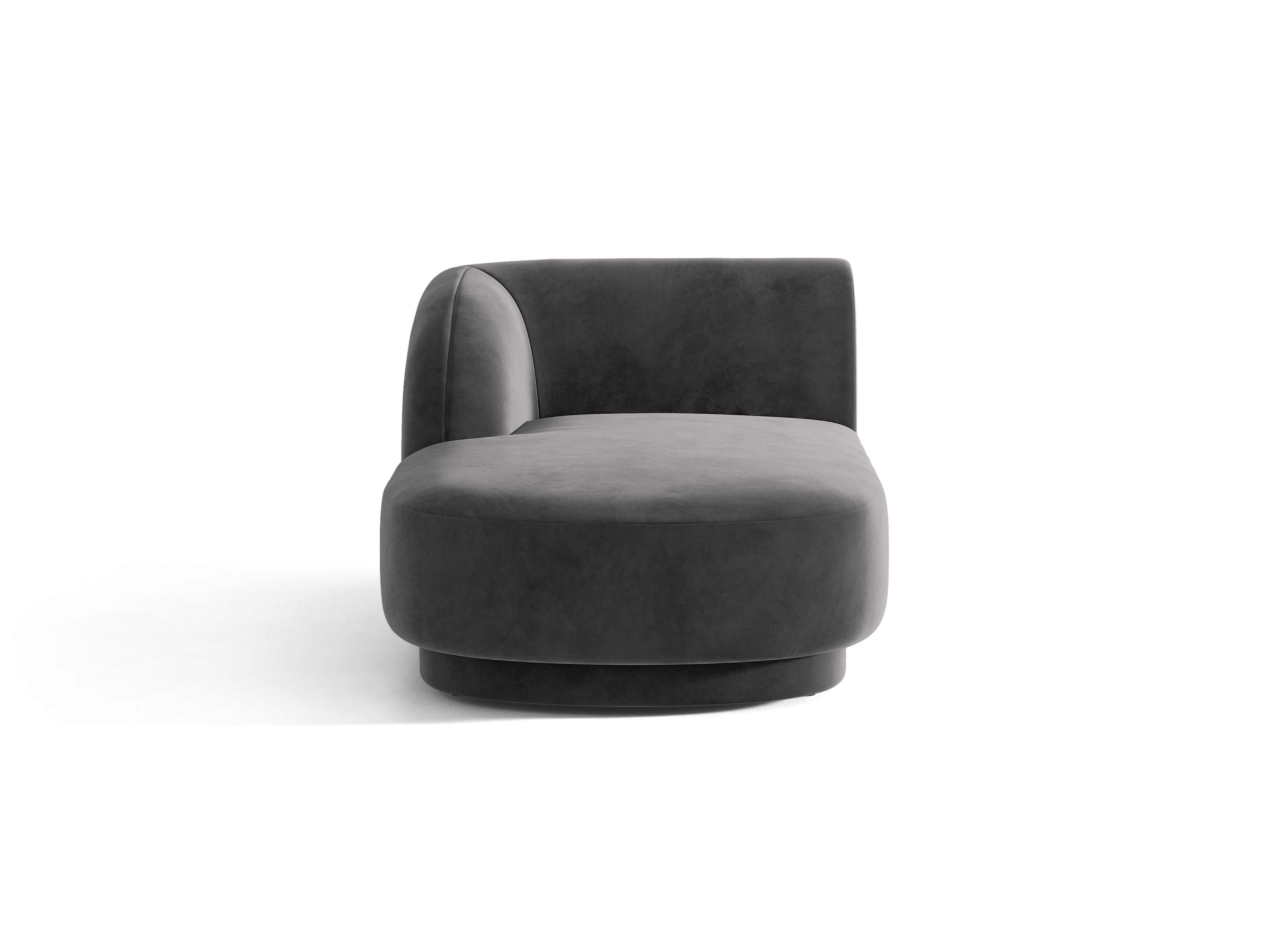 Grijze linkszijdige fluwelen chaise longue MILEY