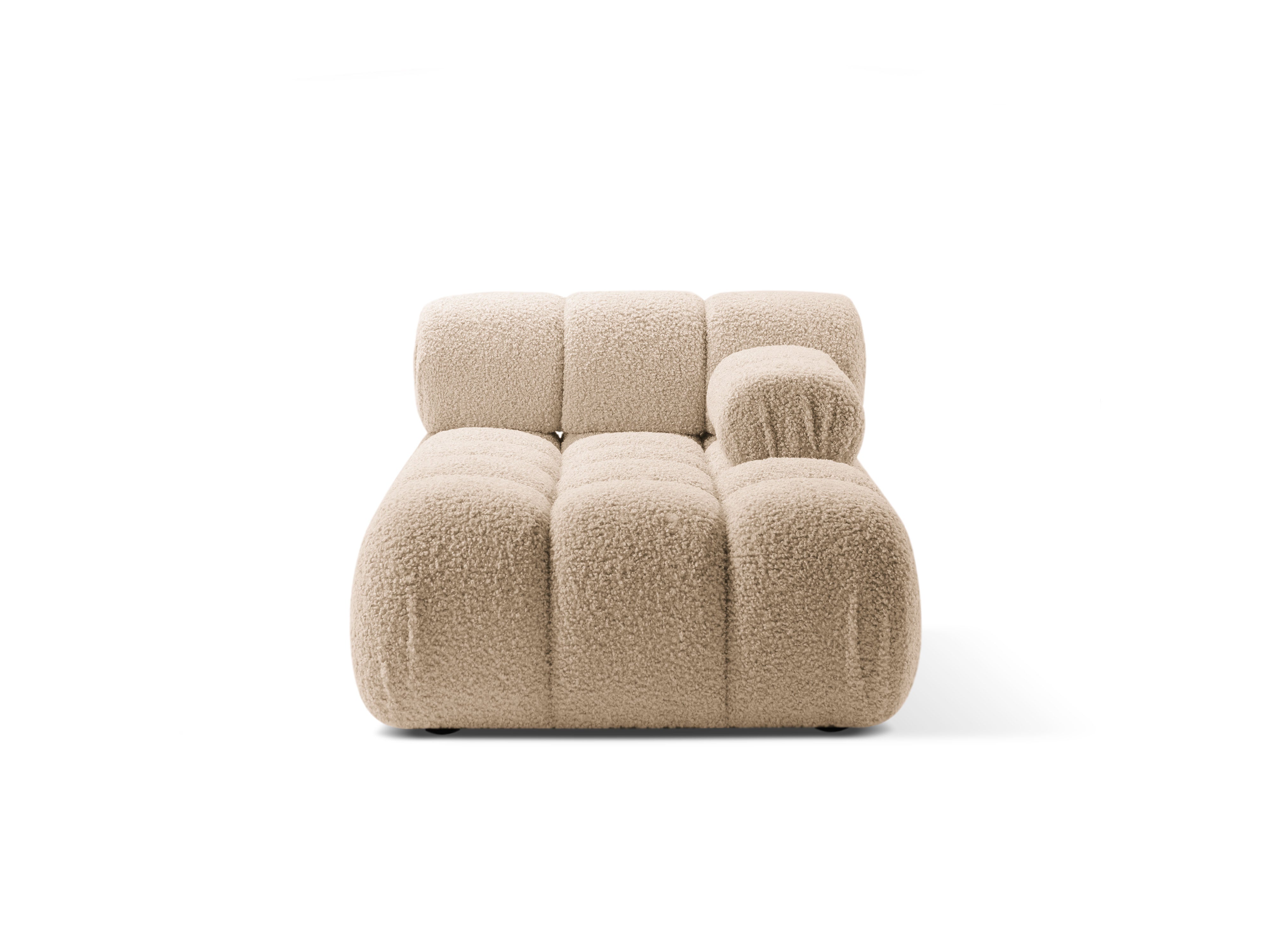 Rechters chaise longue BELLIS in zandkleurige boucle