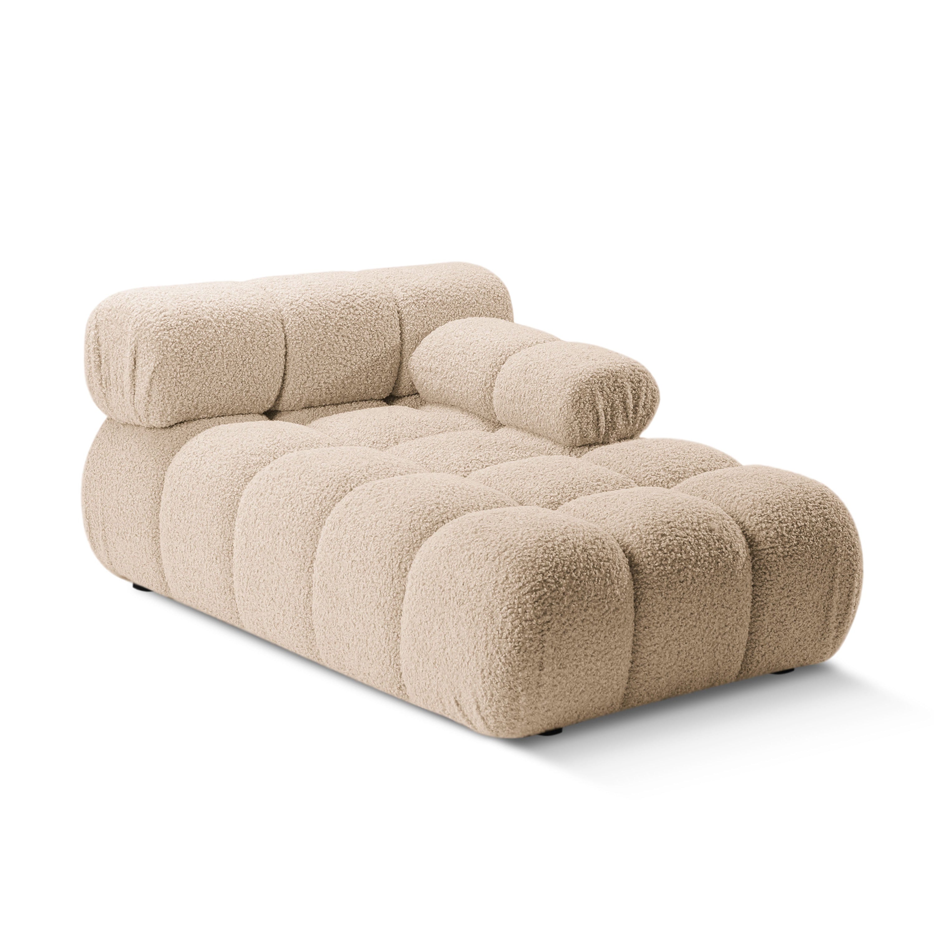 Rechters chaise longue BELLIS in zandkleurige boucle