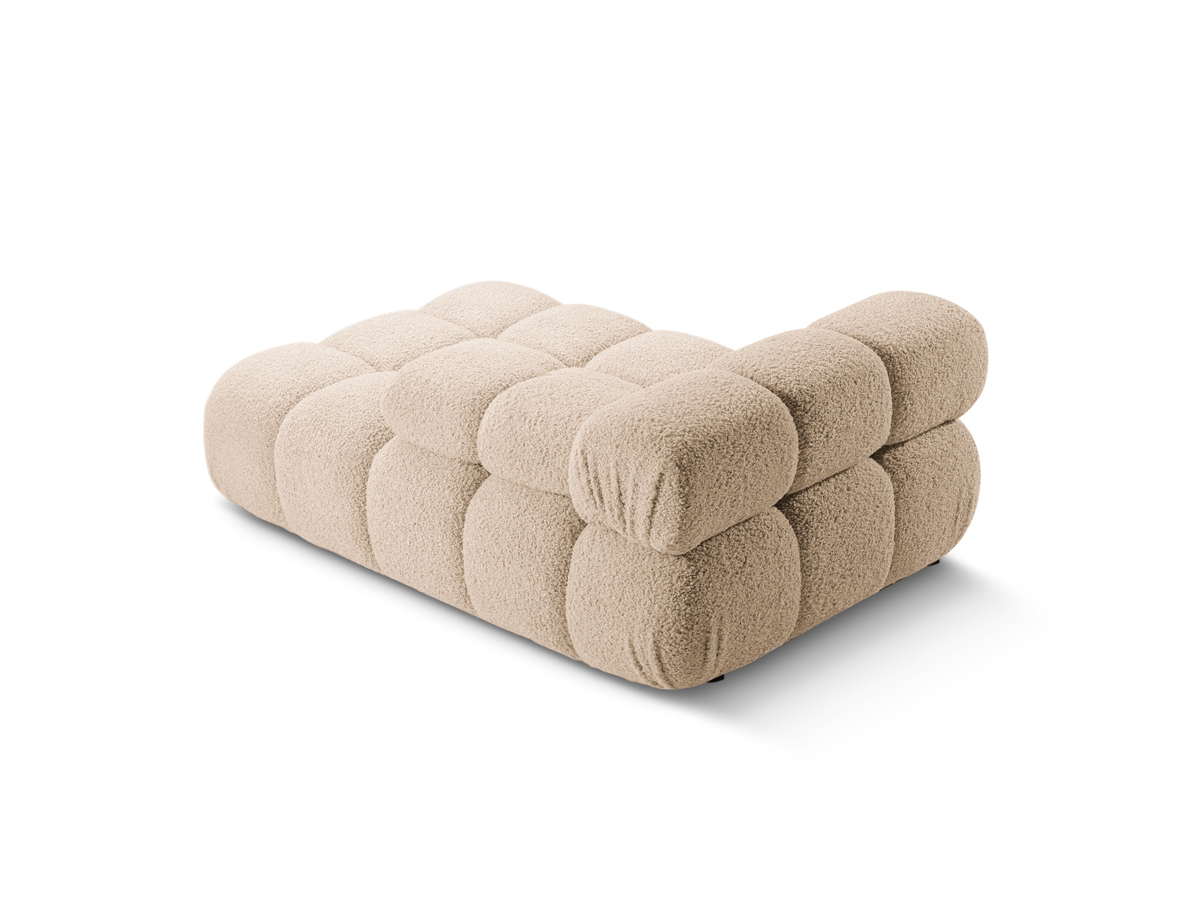 Rechters chaise longue BELLIS in zandkleurige boucle