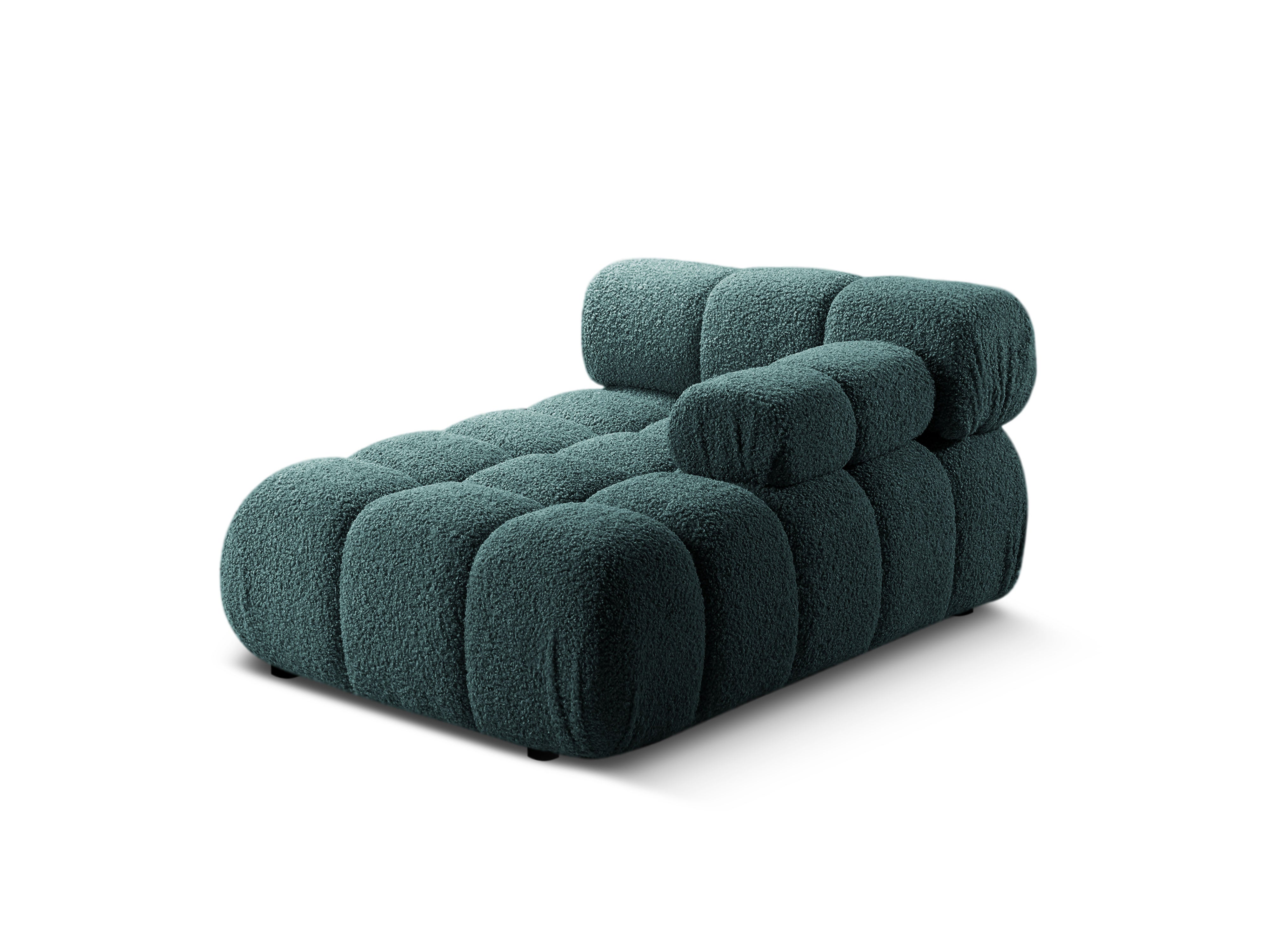 Rechtersidet chaise longue BELLIS in diep petrol boucle