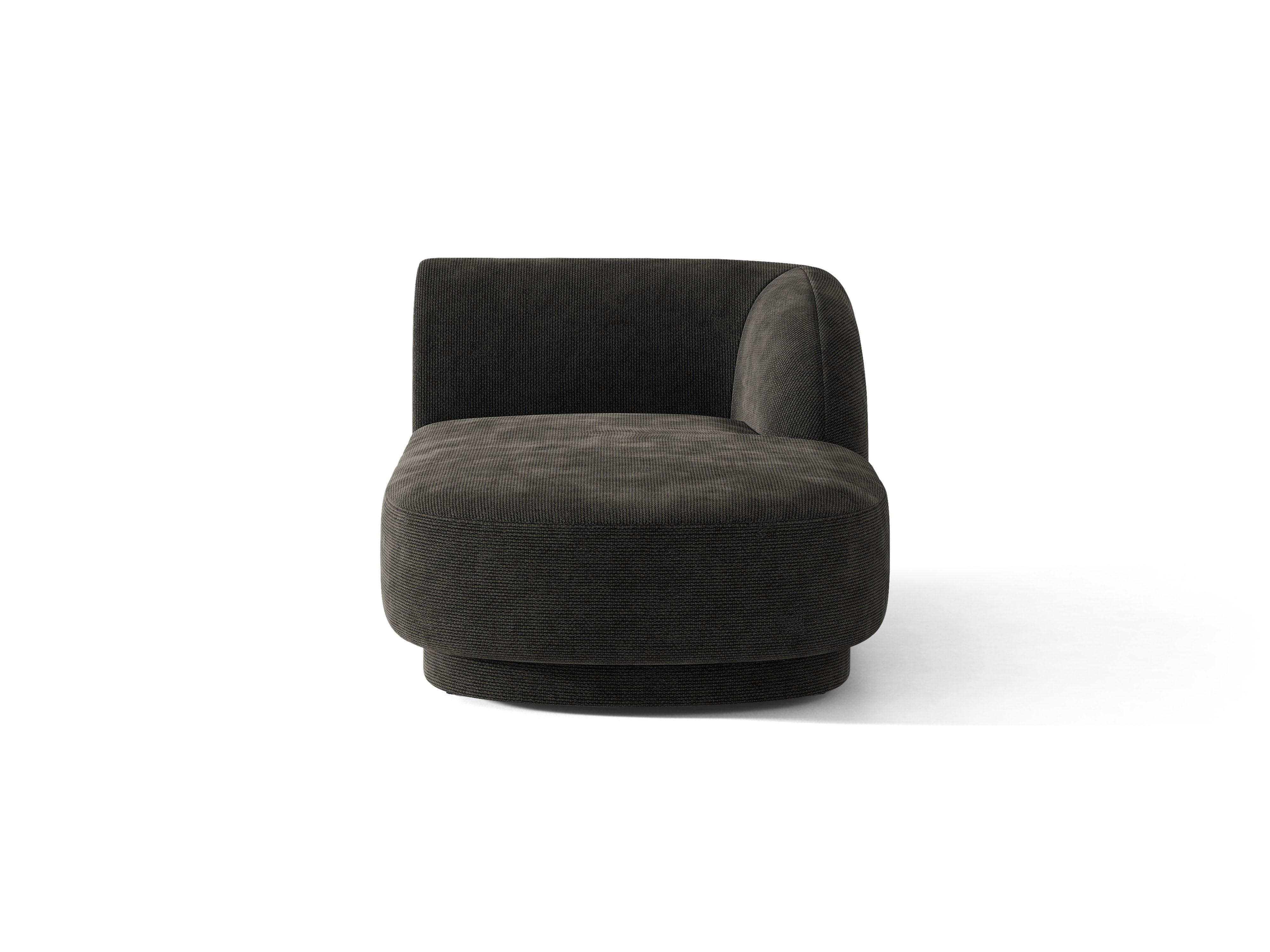 Rechthoekige chaise longue MILEY zwart chenille
