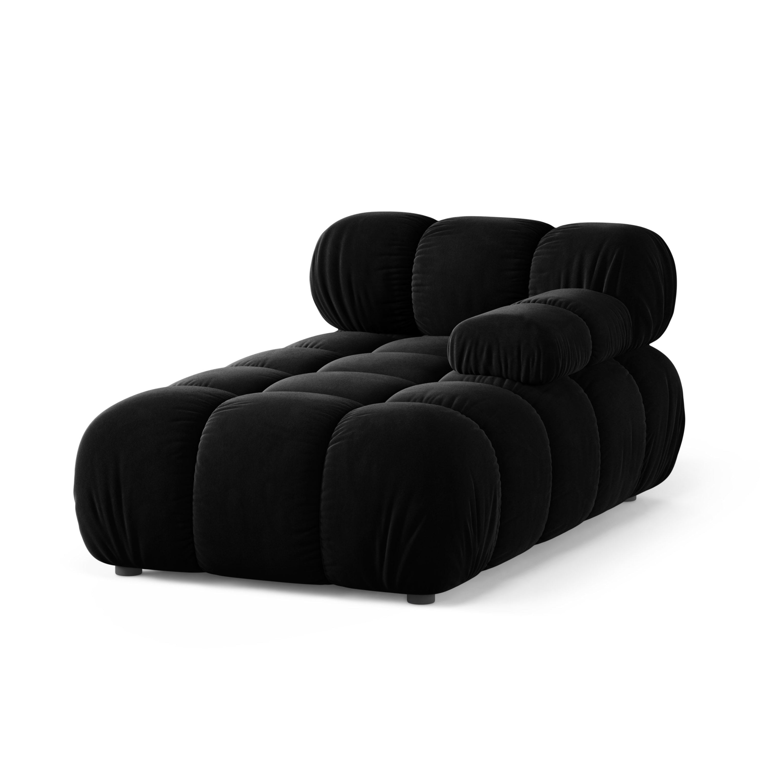 Rechters chaise longue BELLIS in zwarte velvet