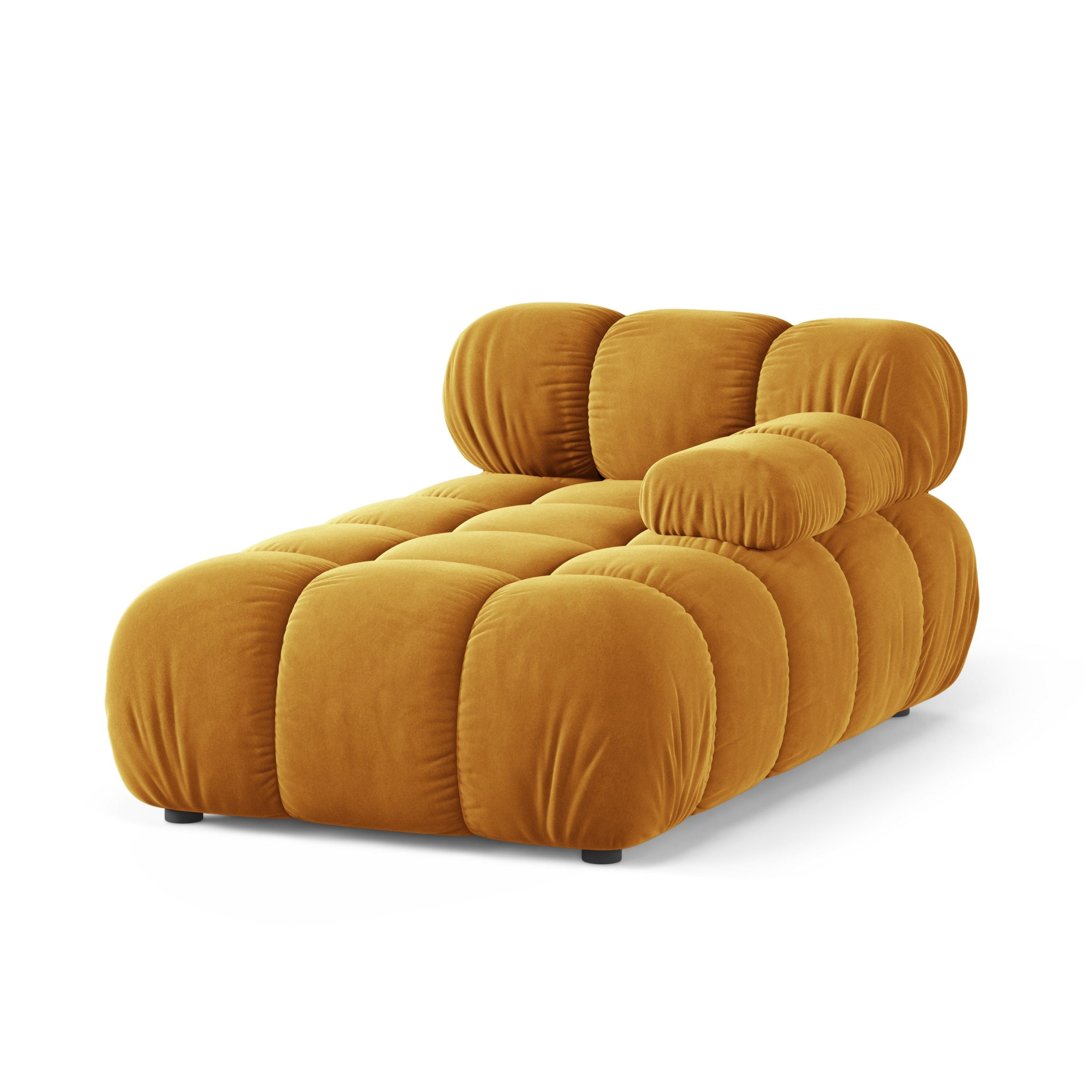Rechtersidet chaise longue BELLIS in mosterdkleurig velours