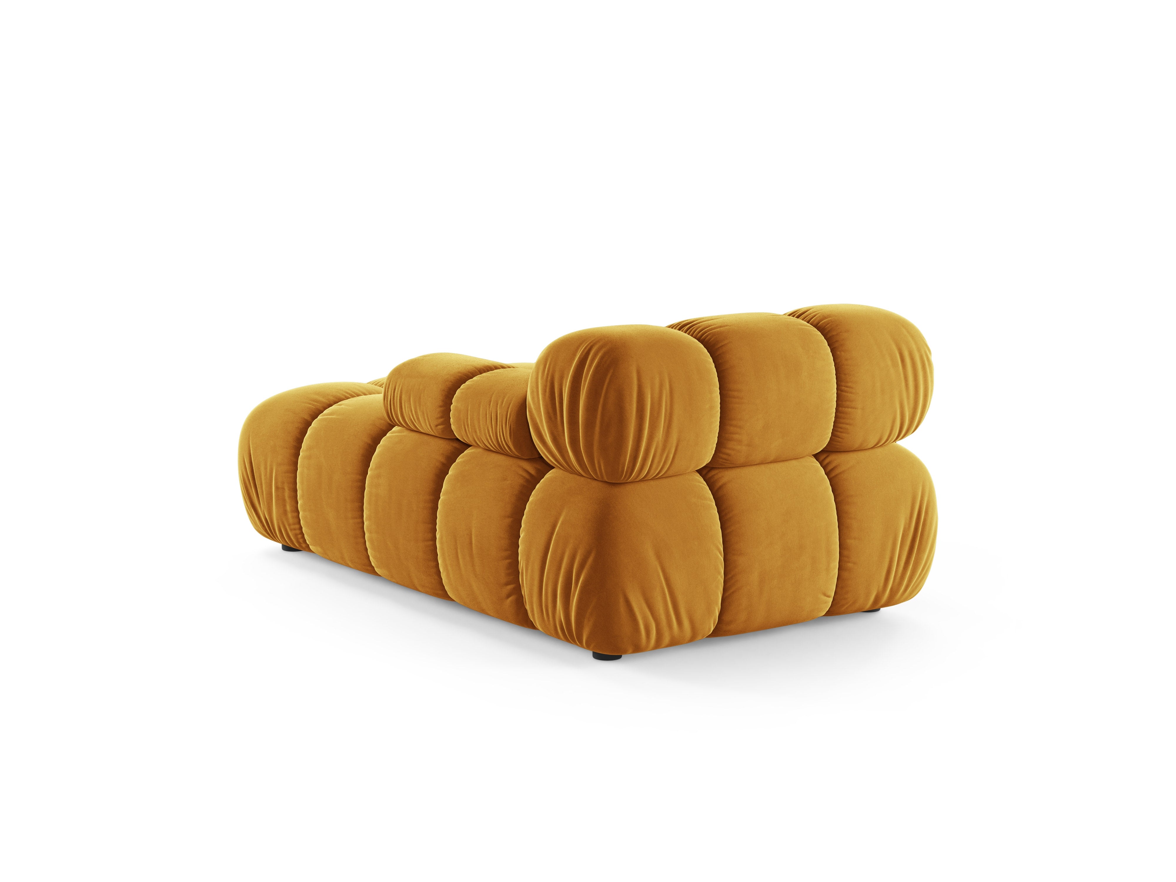 Rechtersidet chaise longue BELLIS in mosterdkleurig velours