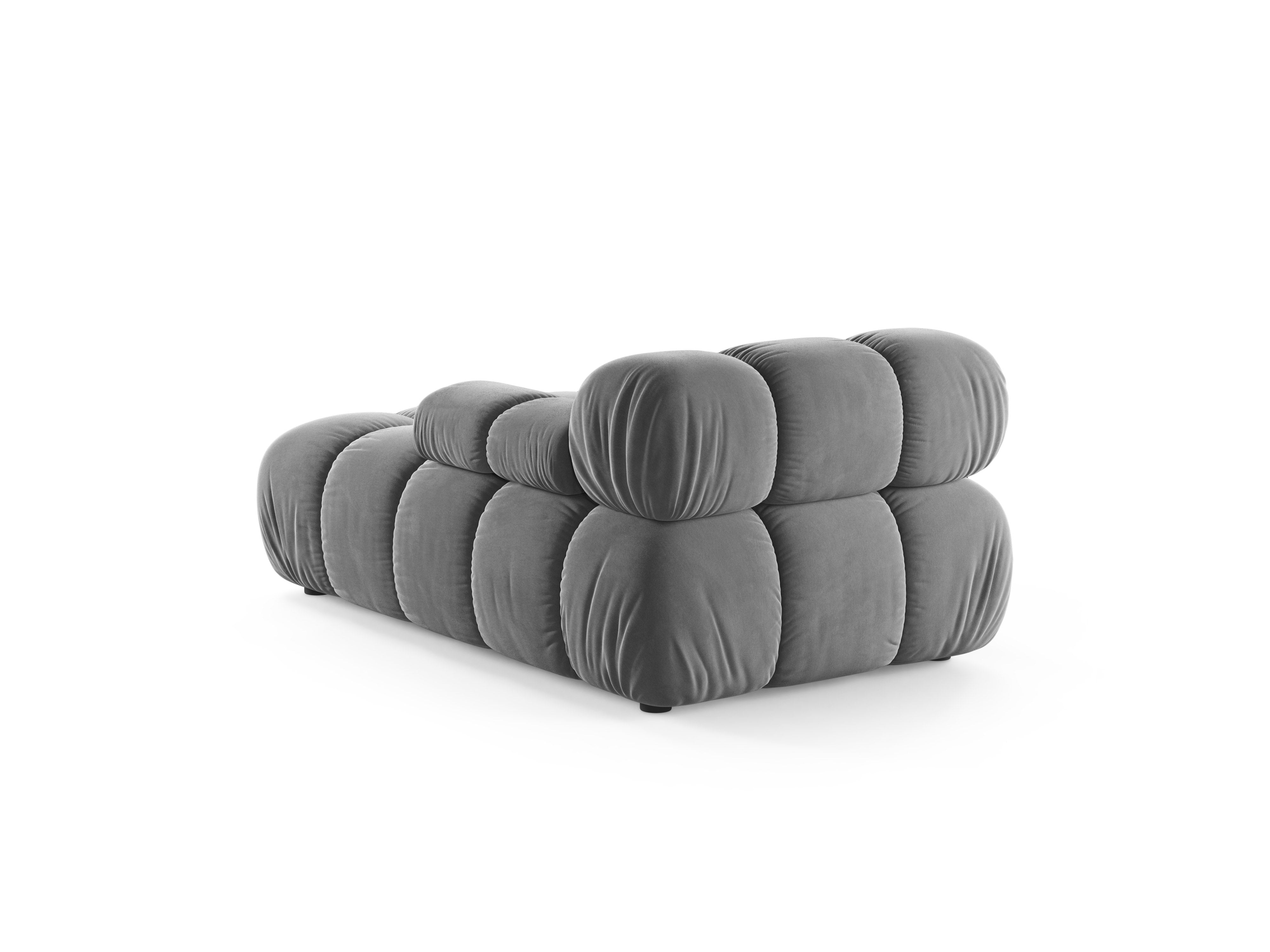 Rechtersidet chaise longue BELLIS in grijs fluweel