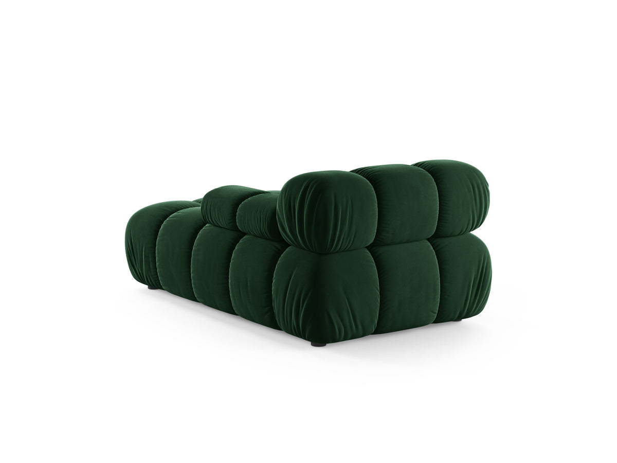 Velours chaise longue rechts BELLIS in flessengroen