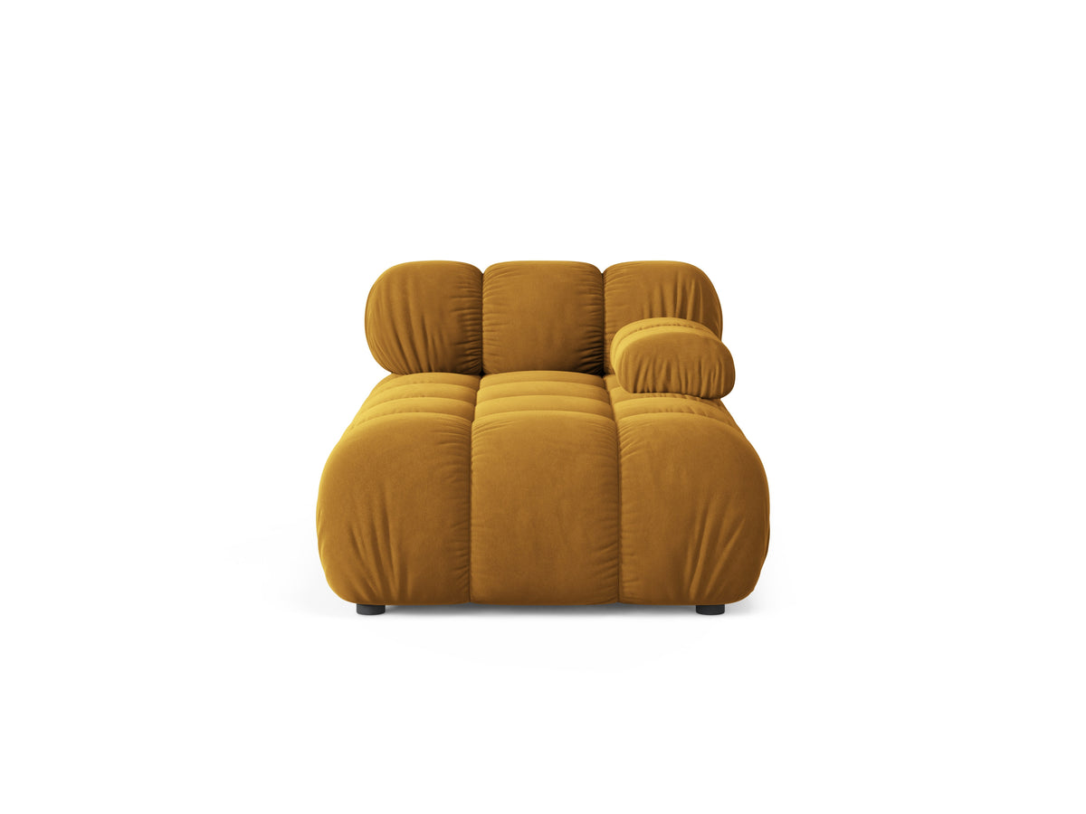 Mustardkleurige BELLIS rechtszijdige fluwelen chaise longue